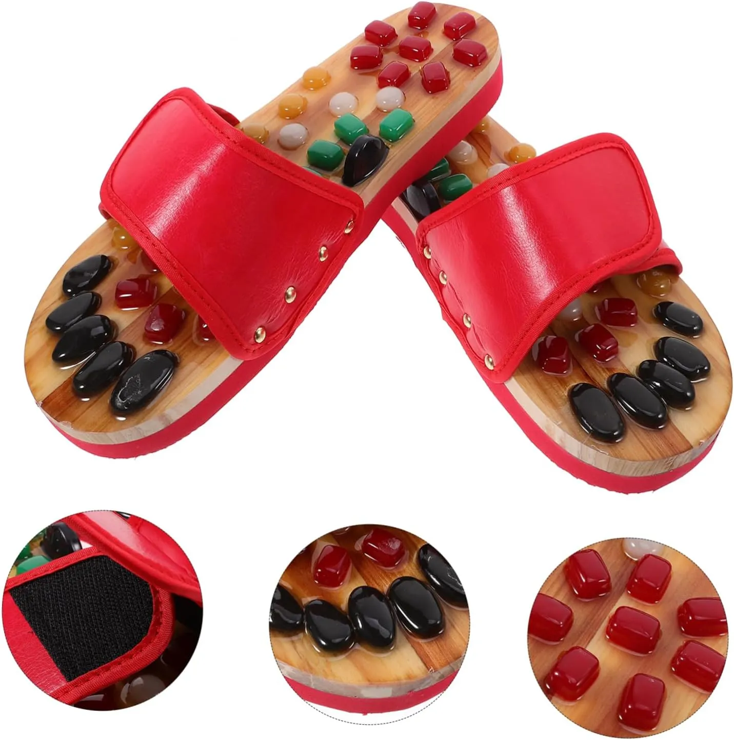 Foot Relax Sandals Cobblestone Shoes Natural Jade Massage Slippers Size 43-44 Pu Eva Material Health Massage Shoes