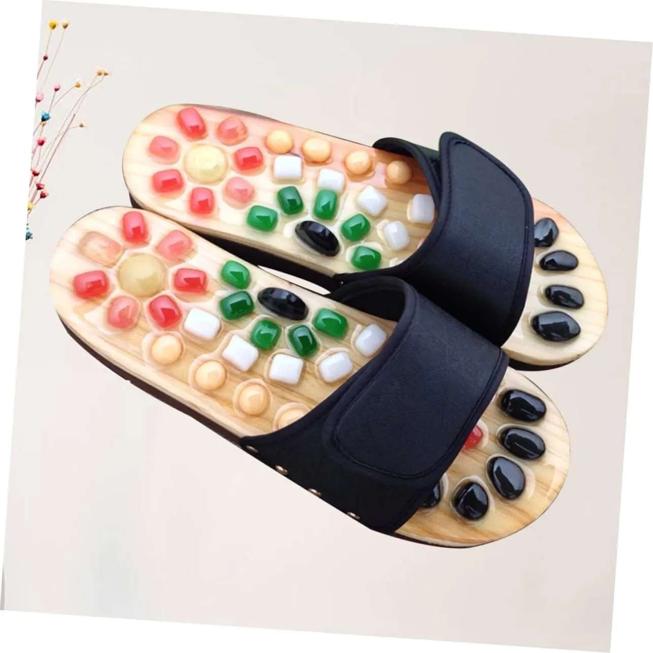 Foot Relax Sandals Natural Jade Massage Pebbles Size 37-38 Made of Pu Eva for Comfort