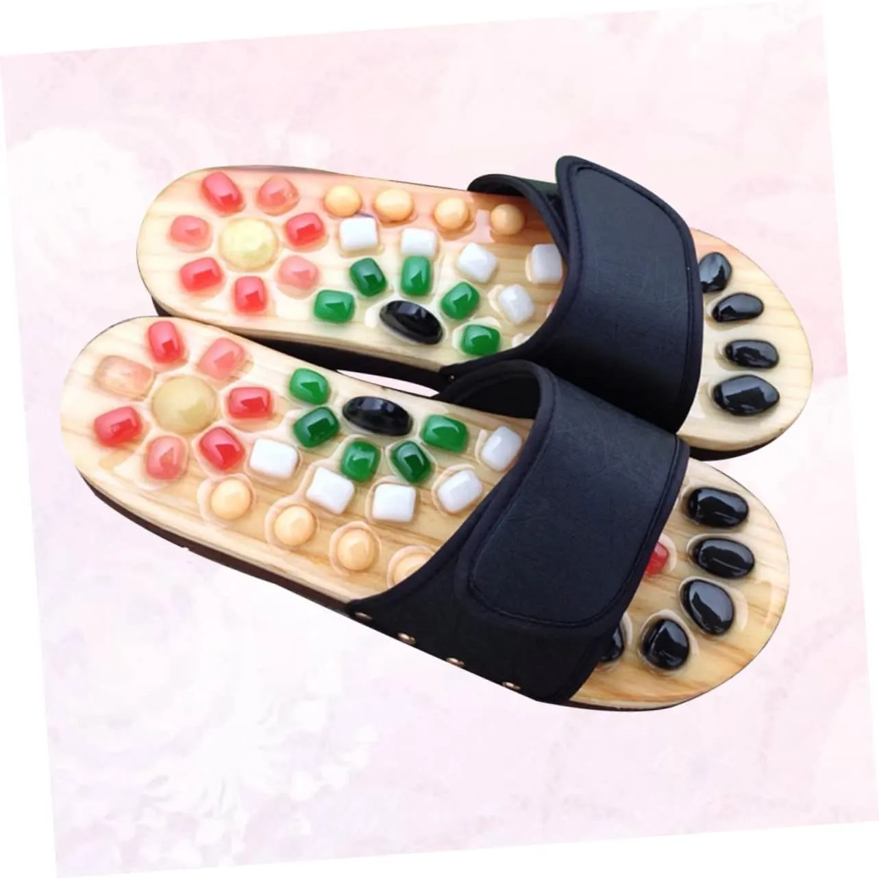 Foot Relax Sandals Natural Jade Massage Pebbles Size 37-38 Made of Pu Eva for Comfort