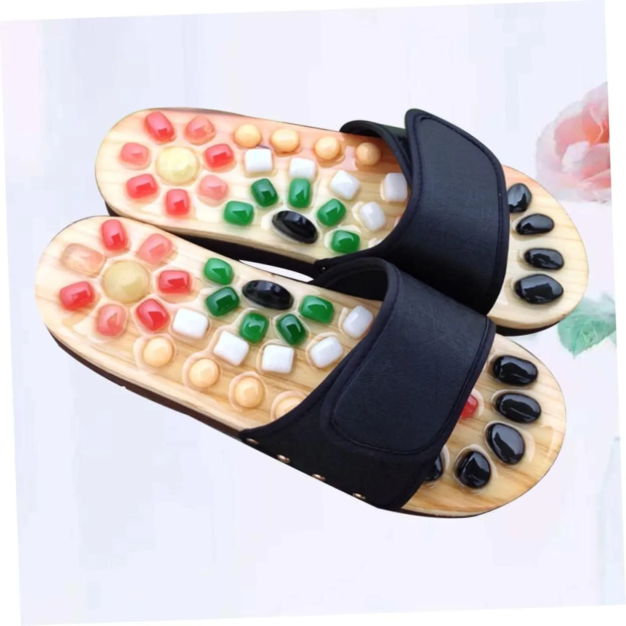 Foot Relax Sandals Natural Jade Massage Pebbles Size 37-38 Made of Pu Eva for Comfort