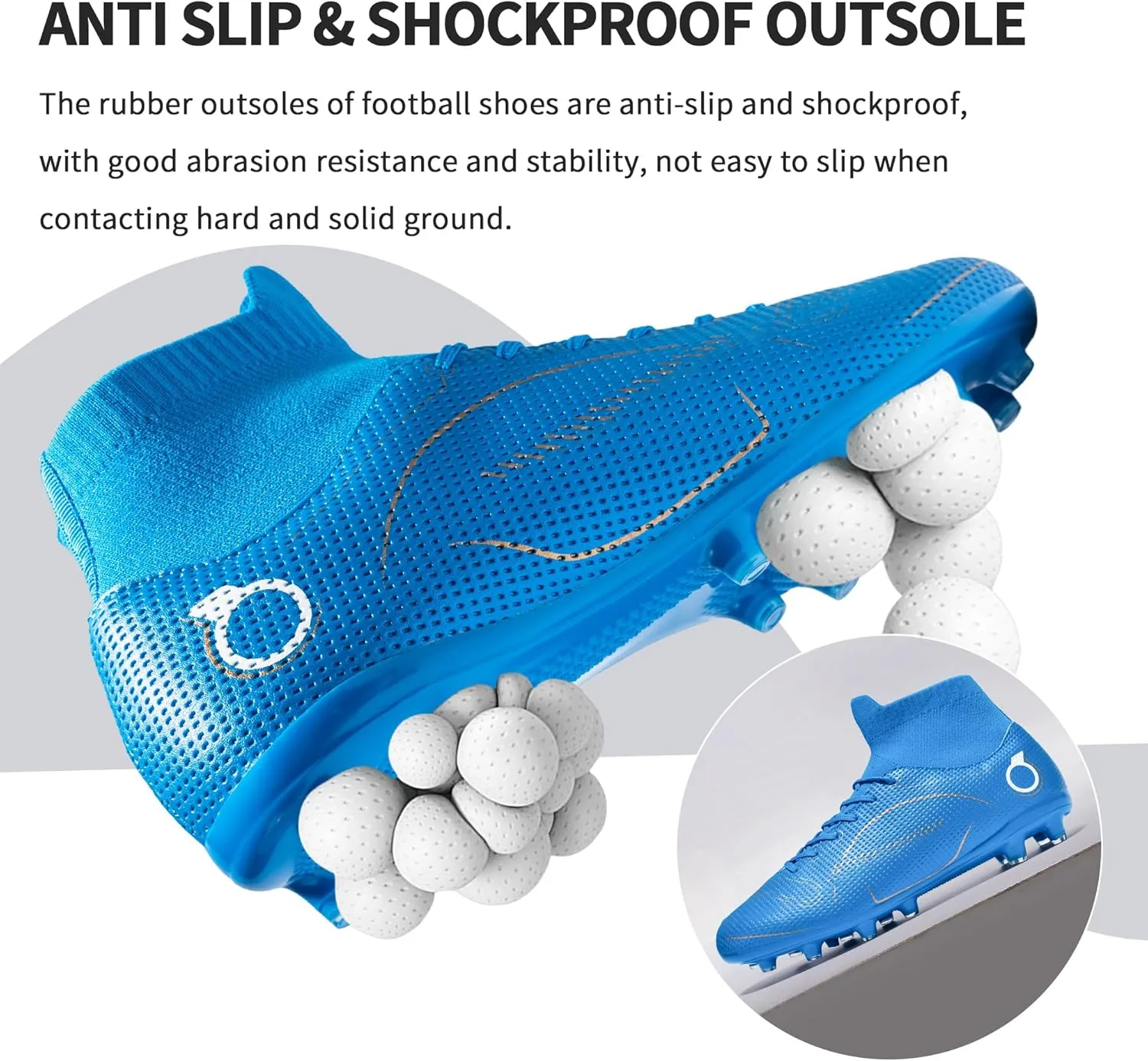 Football Cleats Men, Indoor Outdoor High Top Soccer Shoes Lightweight Shock Resistant Training Boots Breathable Professional Turf Shoes Sport Athletic Ground Football Boots FG Soccer Cleats for Men