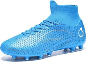 Football Cleats Men, Indoor Outdoor High Top Soccer Shoes Lightweight Shock Resistant Training Boots Breathable Professional Turf Shoes Sport Athletic Ground Football Boots FG Soccer Cleats for Men