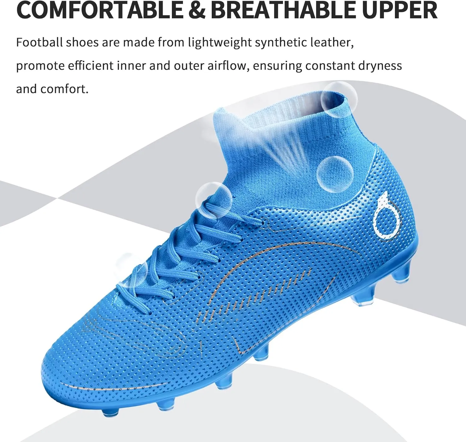 Football Cleats Men, Indoor Outdoor High Top Soccer Shoes Lightweight Shock Resistant Training Boots Breathable Professional Turf Shoes Sport Athletic Ground Football Boots FG Soccer Cleats for Men