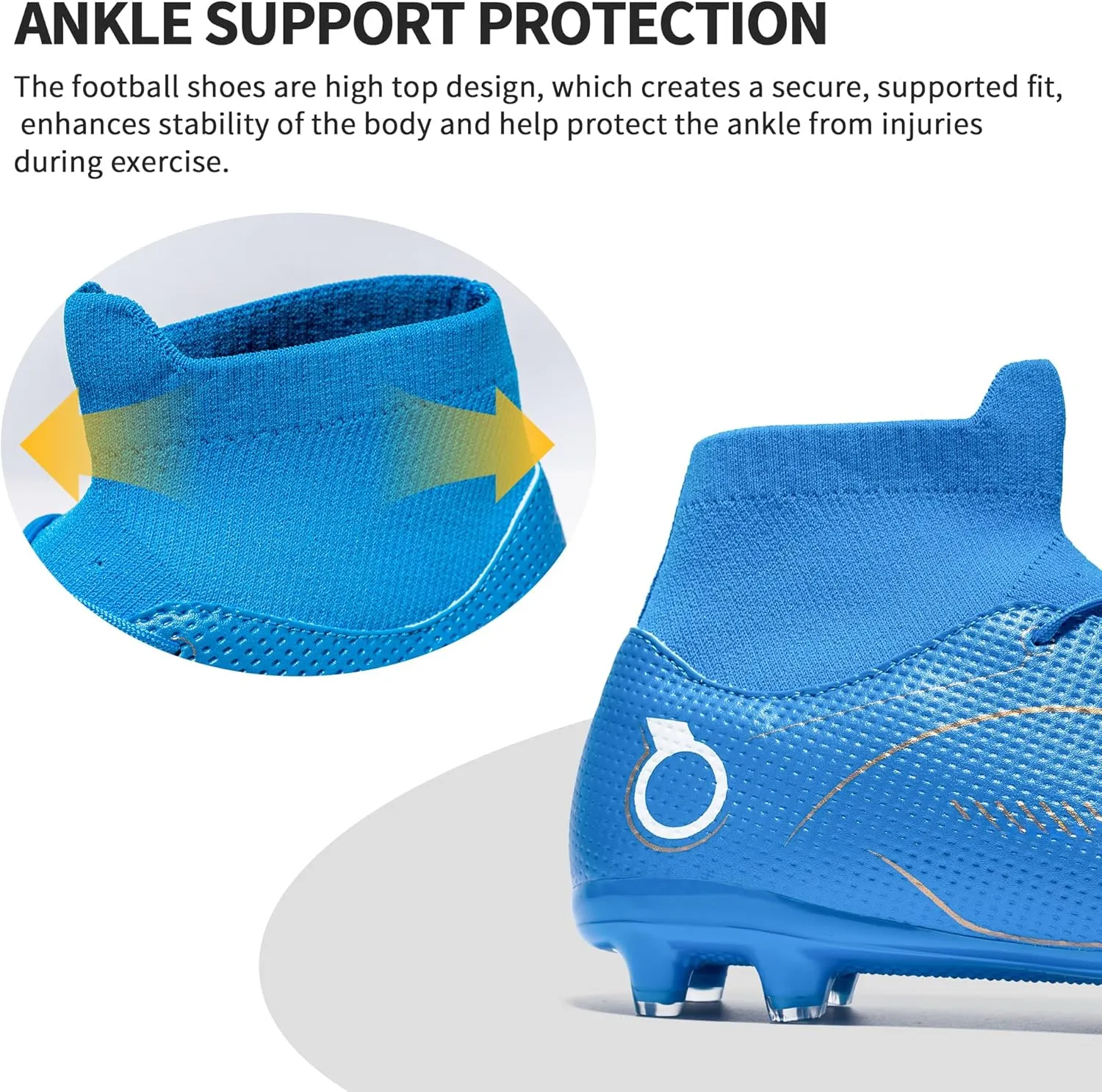Football Cleats Men, Indoor Outdoor High Top Soccer Shoes Lightweight Shock Resistant Training Boots Breathable Professional Turf Shoes Sport Athletic Ground Football Boots FG Soccer Cleats for Men