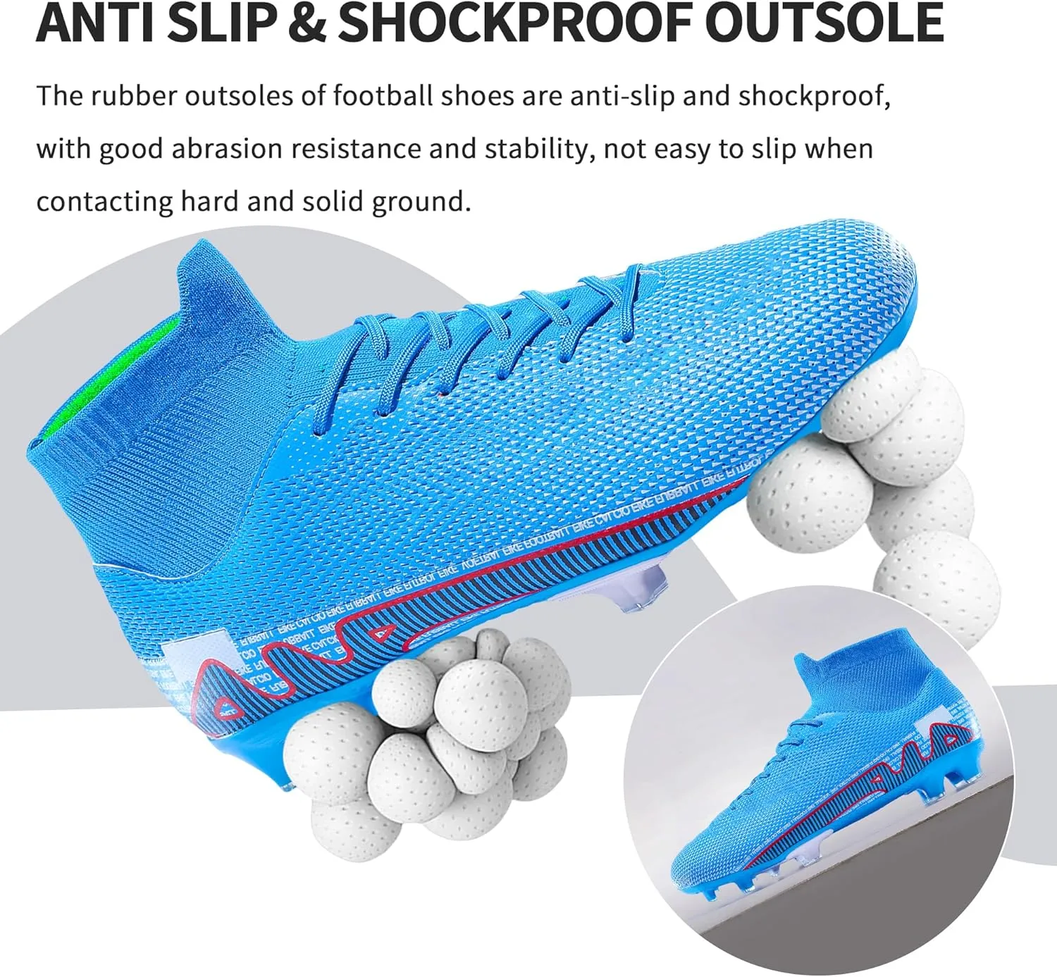 Football Cleats Men, Indoor Outdoor High Top Soccer Shoes Lightweight Shock Resistant Training Boots Breathable Professional Turf Shoes Sport Athletic Ground Football Boots FG Soccer Cleats for Men