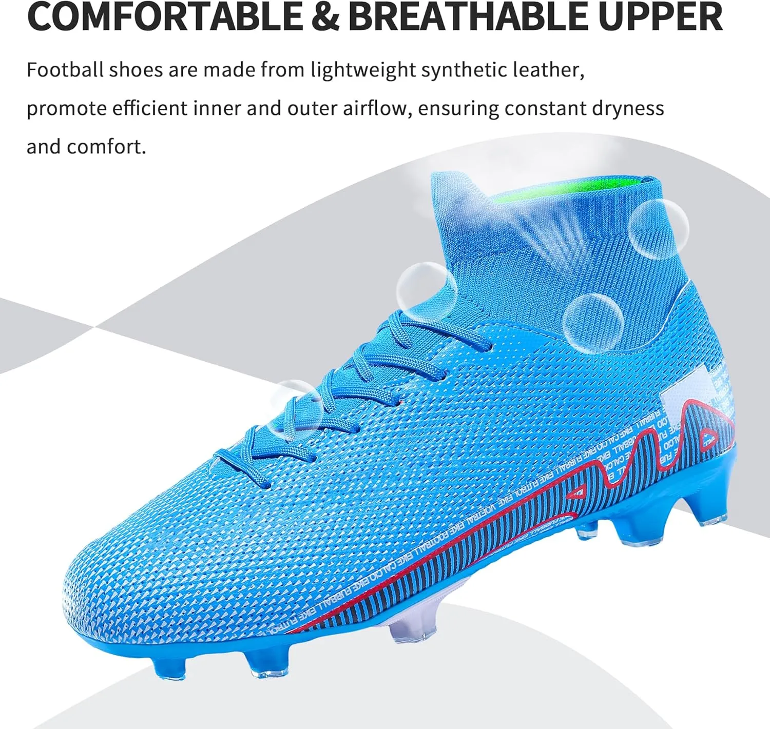 Football Cleats Men, Indoor Outdoor High Top Soccer Shoes Lightweight Shock Resistant Training Boots Breathable Professional Turf Shoes Sport Athletic Ground Football Boots FG Soccer Cleats for Men