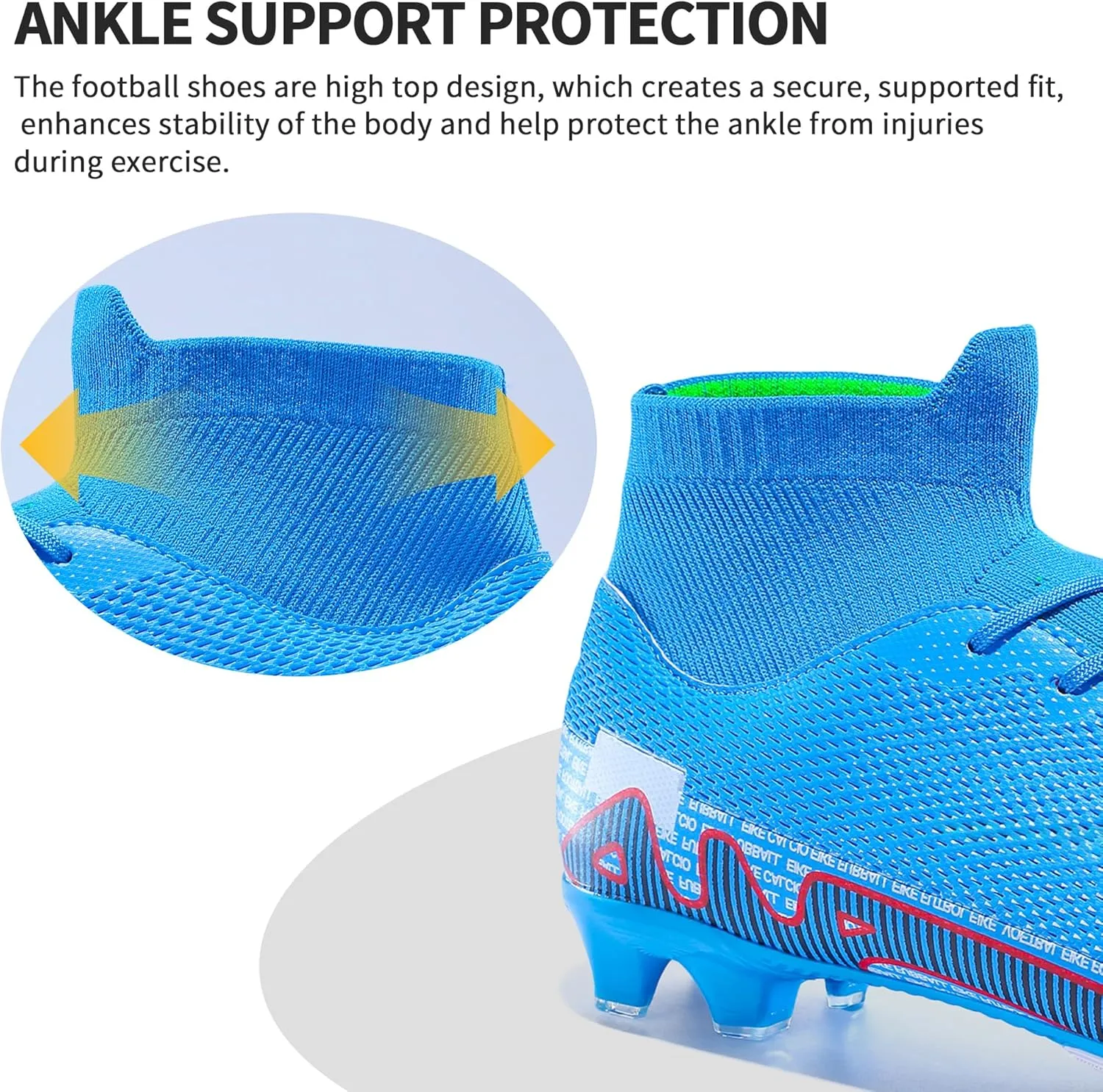 Football Cleats Men, Indoor Outdoor High Top Soccer Shoes Lightweight Shock Resistant Training Boots Breathable Professional Turf Shoes Sport Athletic Ground Football Boots FG Soccer Cleats for Men