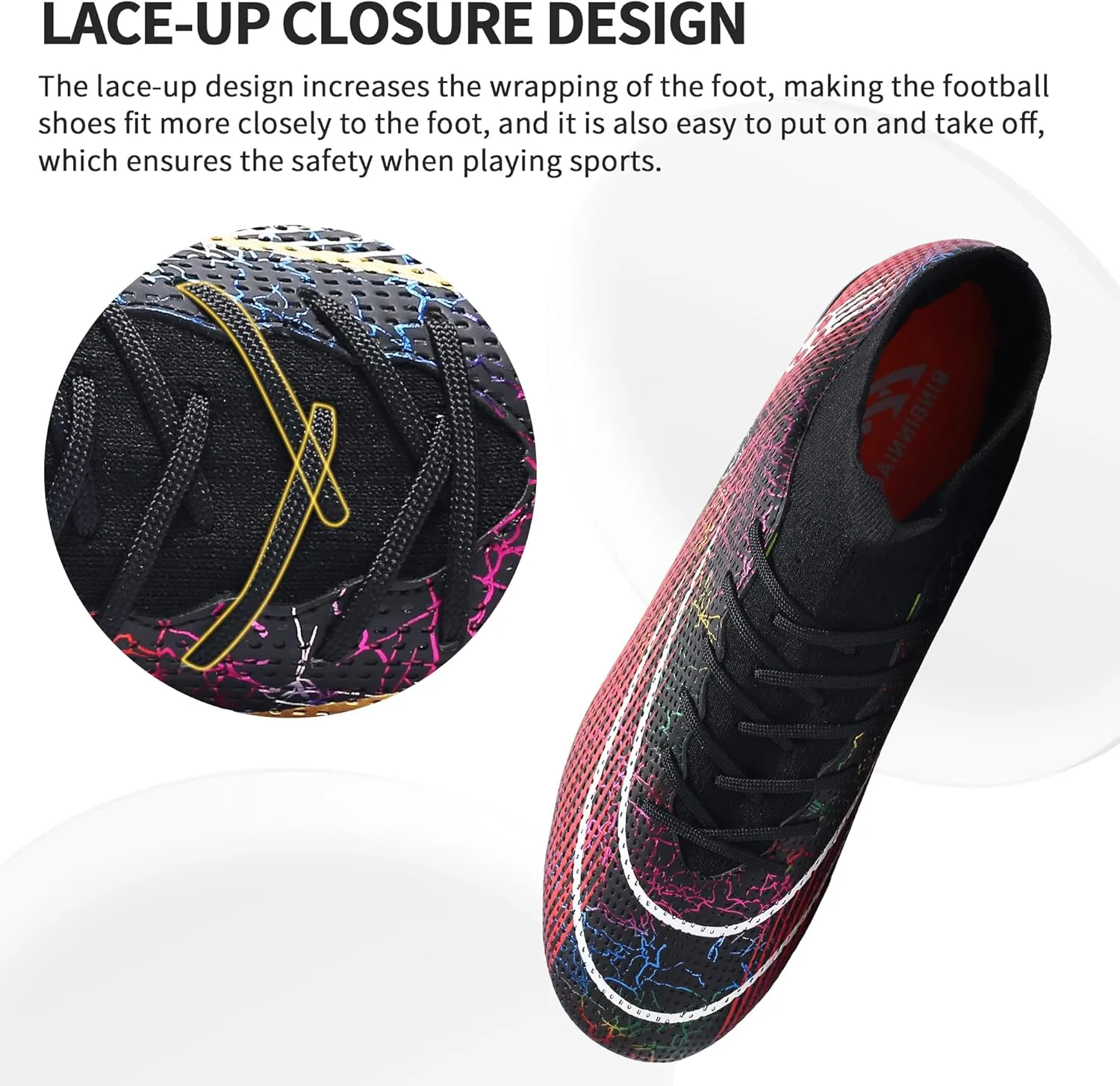 Football Cleats Men Women, Non-Slip High Top Soccer Shoes Lightweight Shock Resistant Training Boots Sneaker Breathable Professional Turf Shoes Sport Athletic Ground Football Boots Soccer Cleats