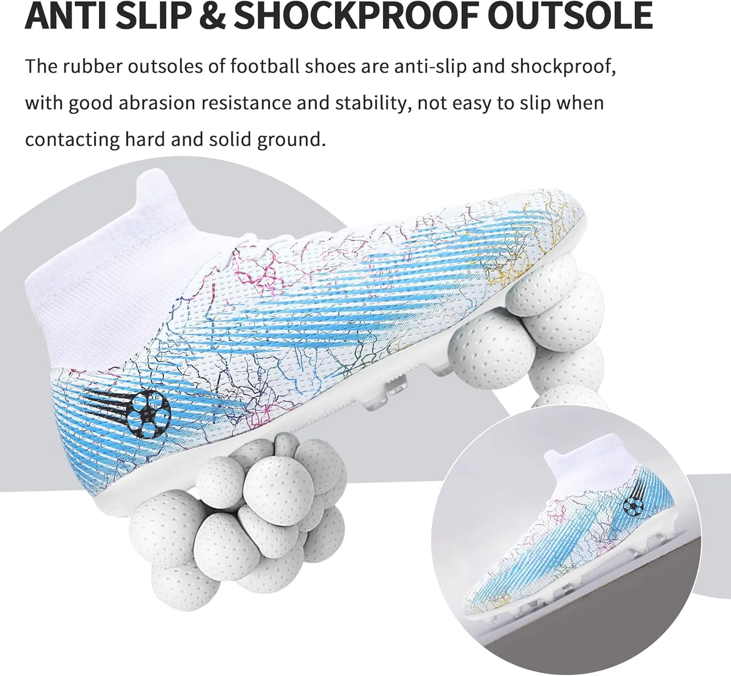 Football Cleats Men Women, Non-Slip High Top Soccer Shoes Lightweight Shock Resistant Training Boots Sneaker Breathable Professional Turf Shoes Sport Athletic Ground Football Boots Soccer Cleats