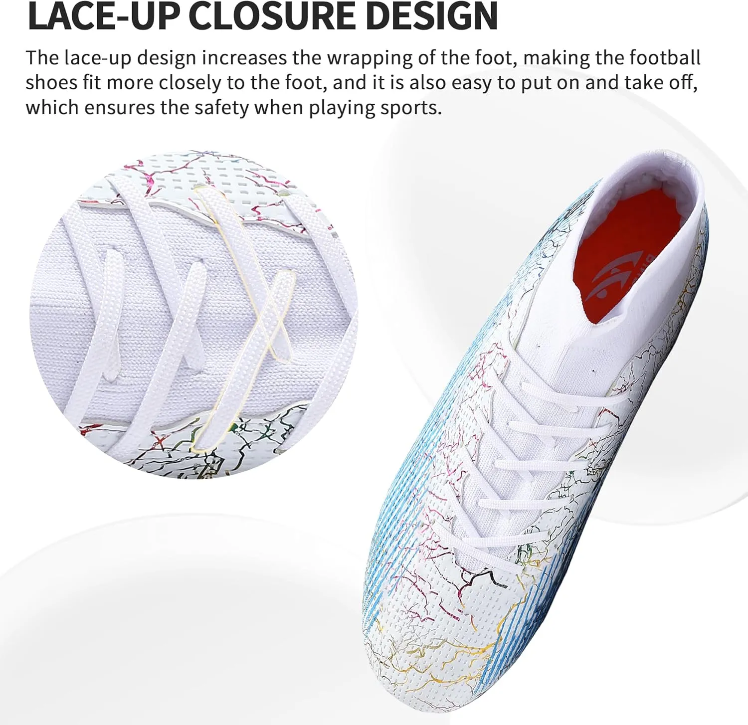 Football Cleats Men Women, Non-Slip High Top Soccer Shoes Lightweight Shock Resistant Training Boots Sneaker Breathable Professional Turf Shoes Sport Athletic Ground Football Boots Soccer Cleats