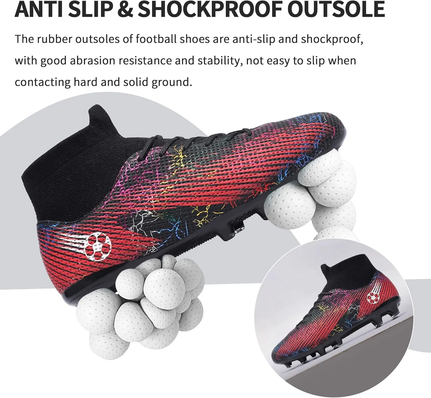 Football Cleats Men Women, Non-Slip High Top Soccer Shoes Lightweight Shock Resistant Training Boots Sneaker Breathable Professional Turf Shoes Sport Athletic Ground Football Boots Soccer Cleats