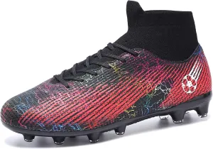 Football Cleats Men Women, Non-Slip High Top Soccer Shoes Lightweight Shock Resistant Training Boots Sneaker Breathable Professional Turf Shoes Sport Athletic Ground Football Boots Soccer Cleats
