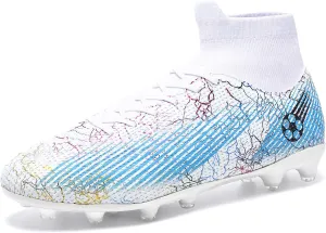Football Cleats Men Women, Non-Slip High Top Soccer Shoes Lightweight Shock Resistant Training Boots Sneaker Breathable Professional Turf Shoes Sport Athletic Ground Football Boots Soccer Cleats