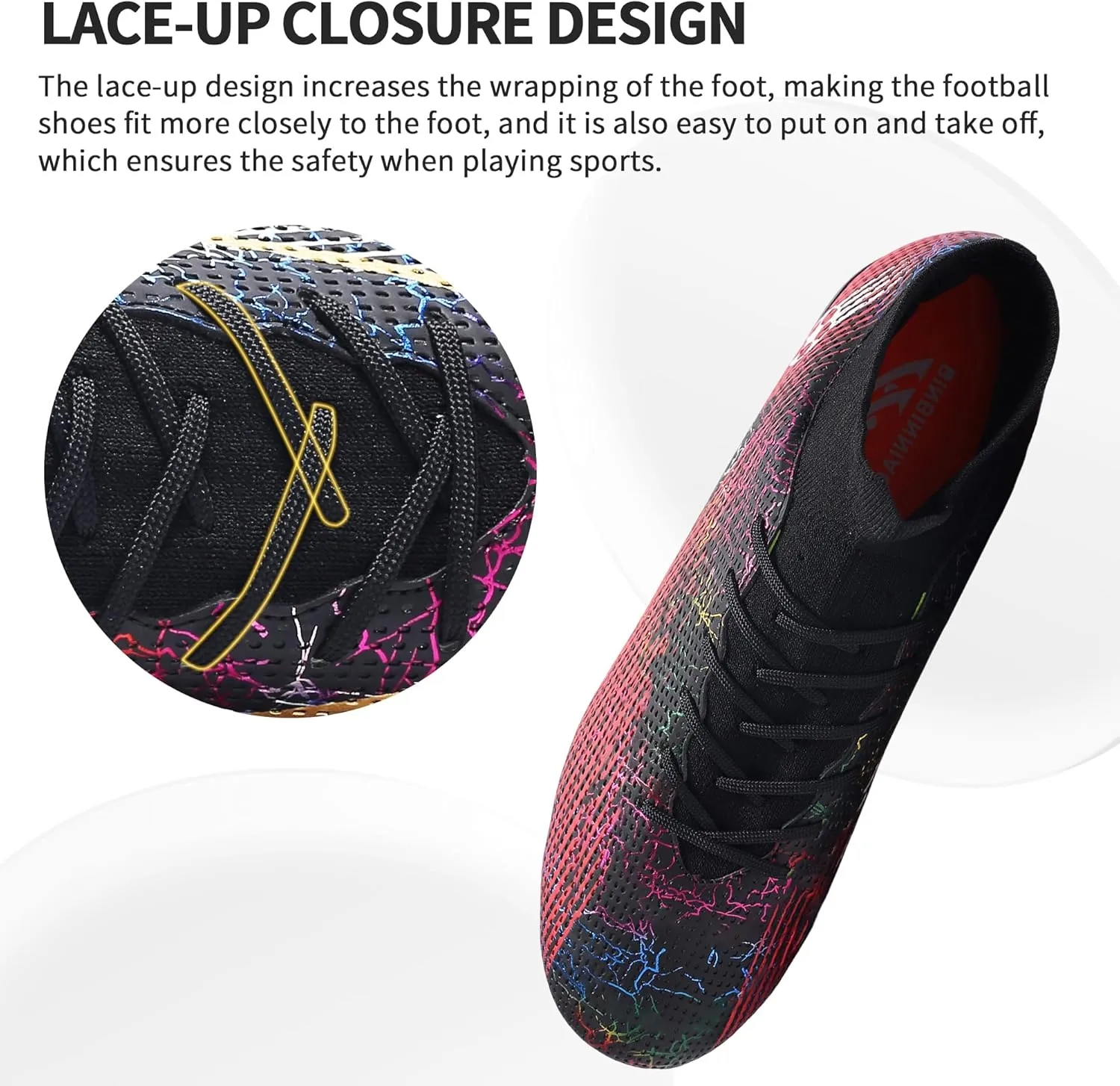 Football Cleats Men Women, Non-Slip High Top Soccer Shoes Lightweight Shock Resistant Training Boots Sneaker Breathable Professional Turf Shoes Sport Athletic Ground Football Boots Soccer Cleats