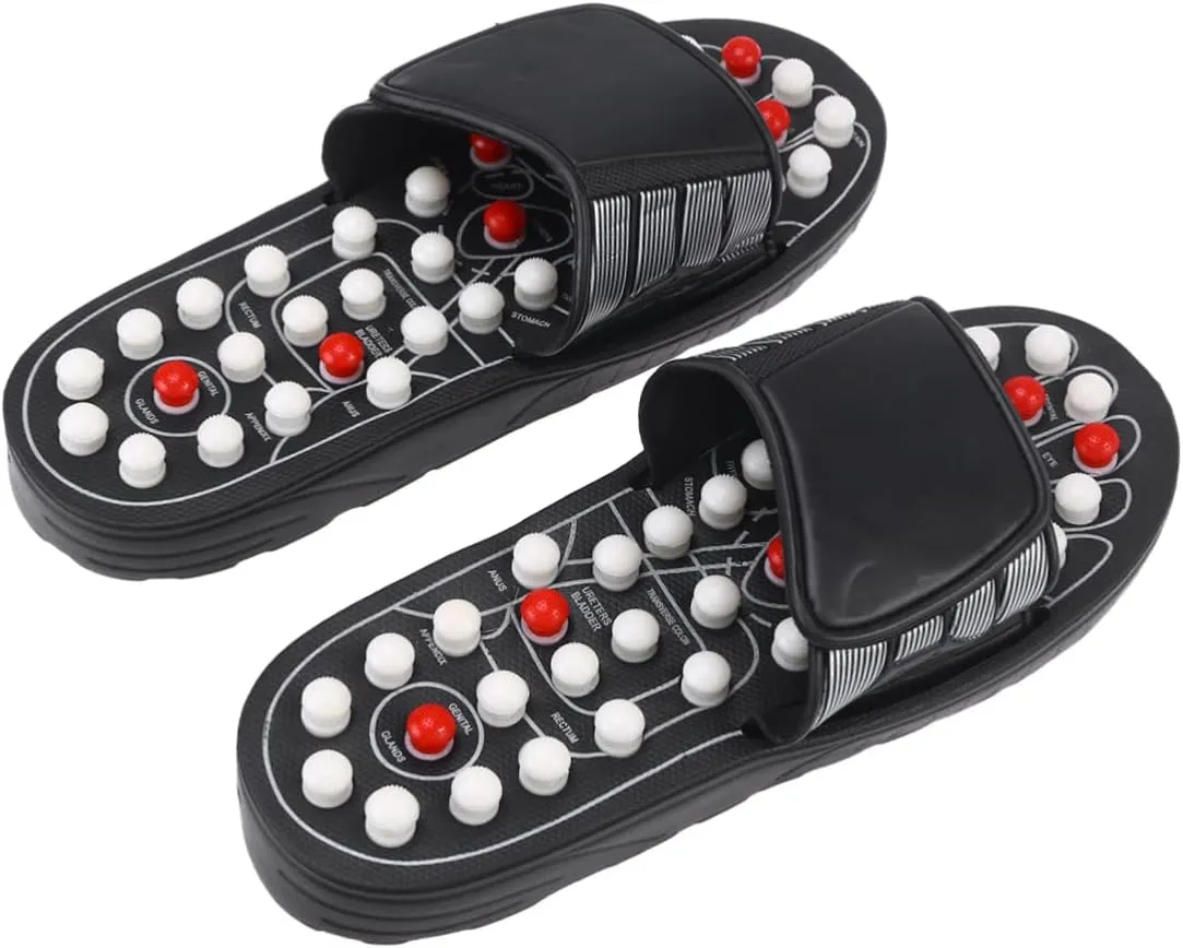 FRCOLOR Foot Massager for Circulation Reflex Massage Shoes Therapeutic Foot Relaxation Massager Tai Chi Gossip Slippers Size 44-45