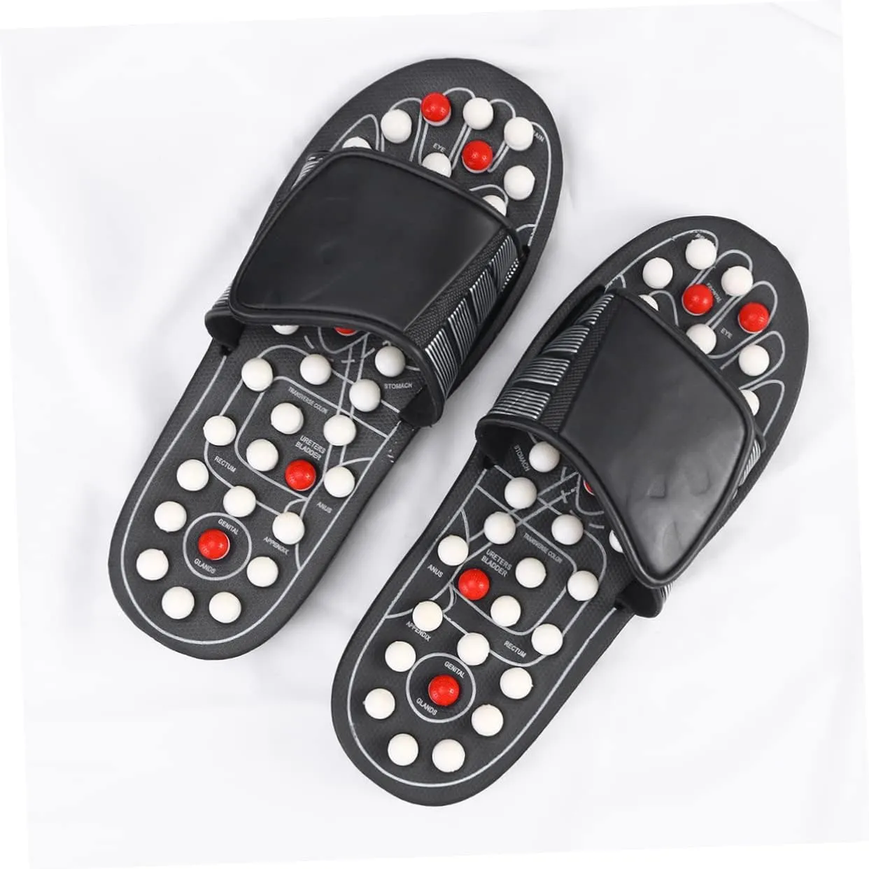 FRCOLOR Foot Massager for Circulation Reflex Massage Shoes Therapeutic Foot Relaxation Massager Tai Chi Gossip Slippers Size 44-45
