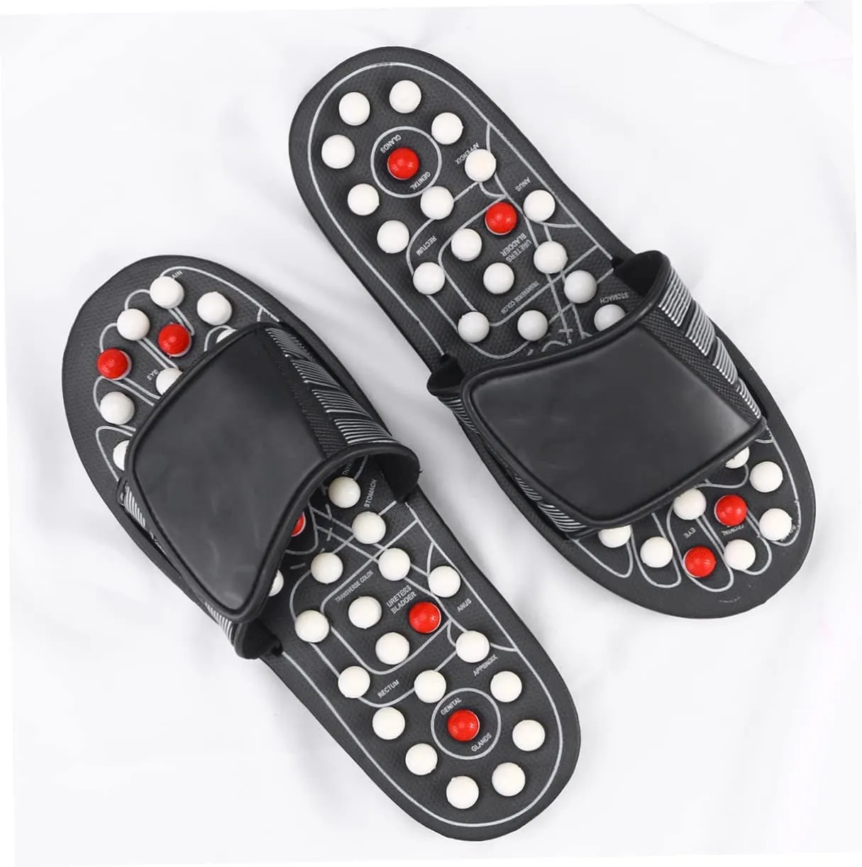 FRCOLOR Foot Massager for Circulation Reflex Massage Shoes Therapeutic Foot Relaxation Massager Tai Chi Gossip Slippers Size 44-45