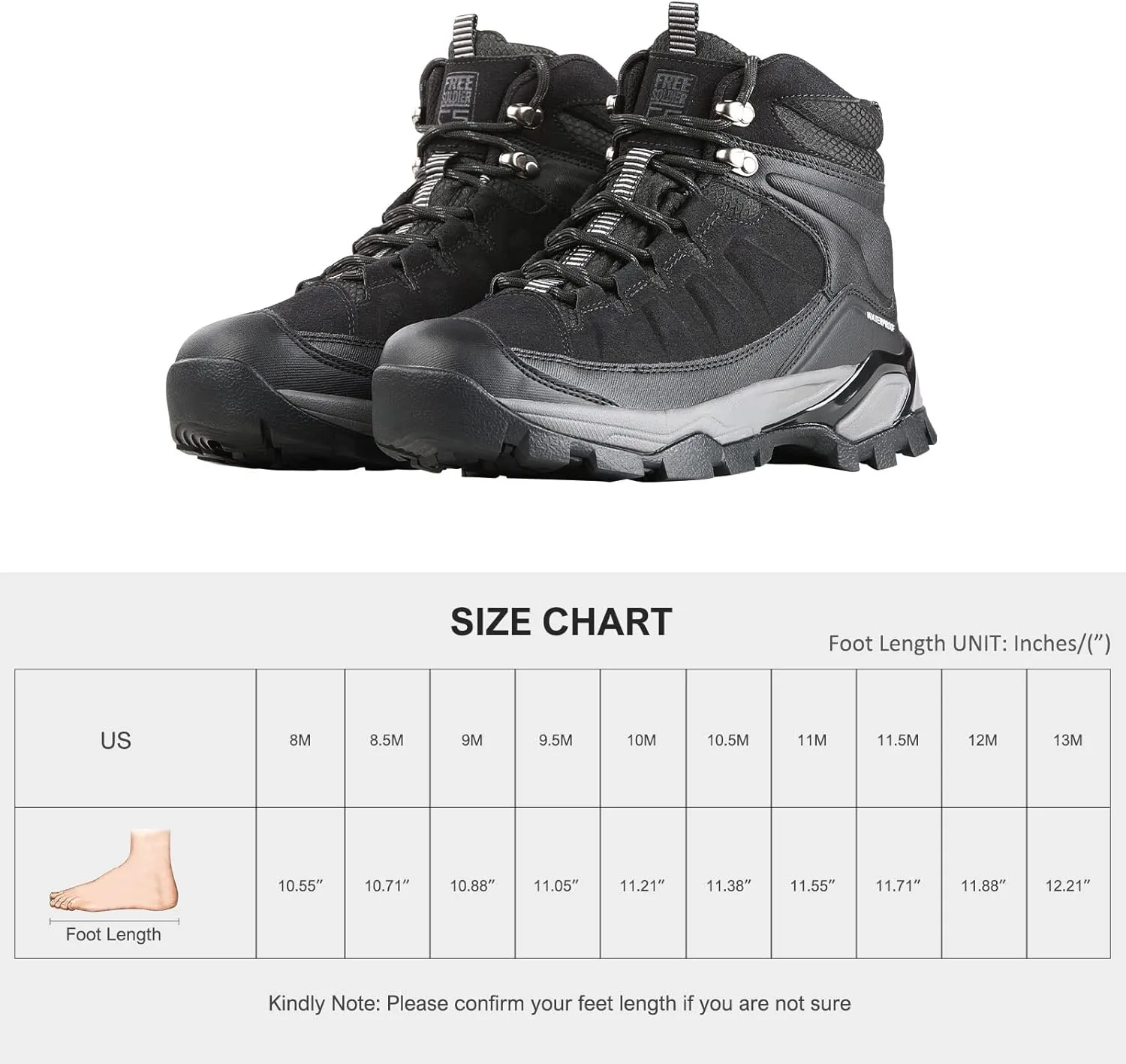 FREE SOLDIER Men's Hiking Boots Outdoor Lightweight Breathable Ankle Boots Waterproof for Trekking Hiking
