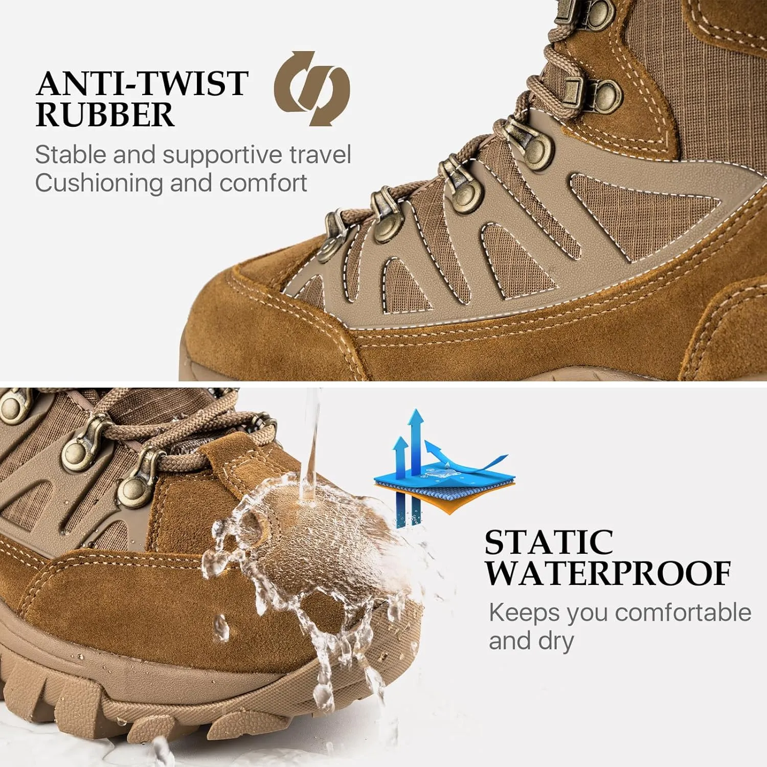 FREE SOLDIER Men's Waterproof Tactical Hiking Boots Military Work Boots Combat Boots