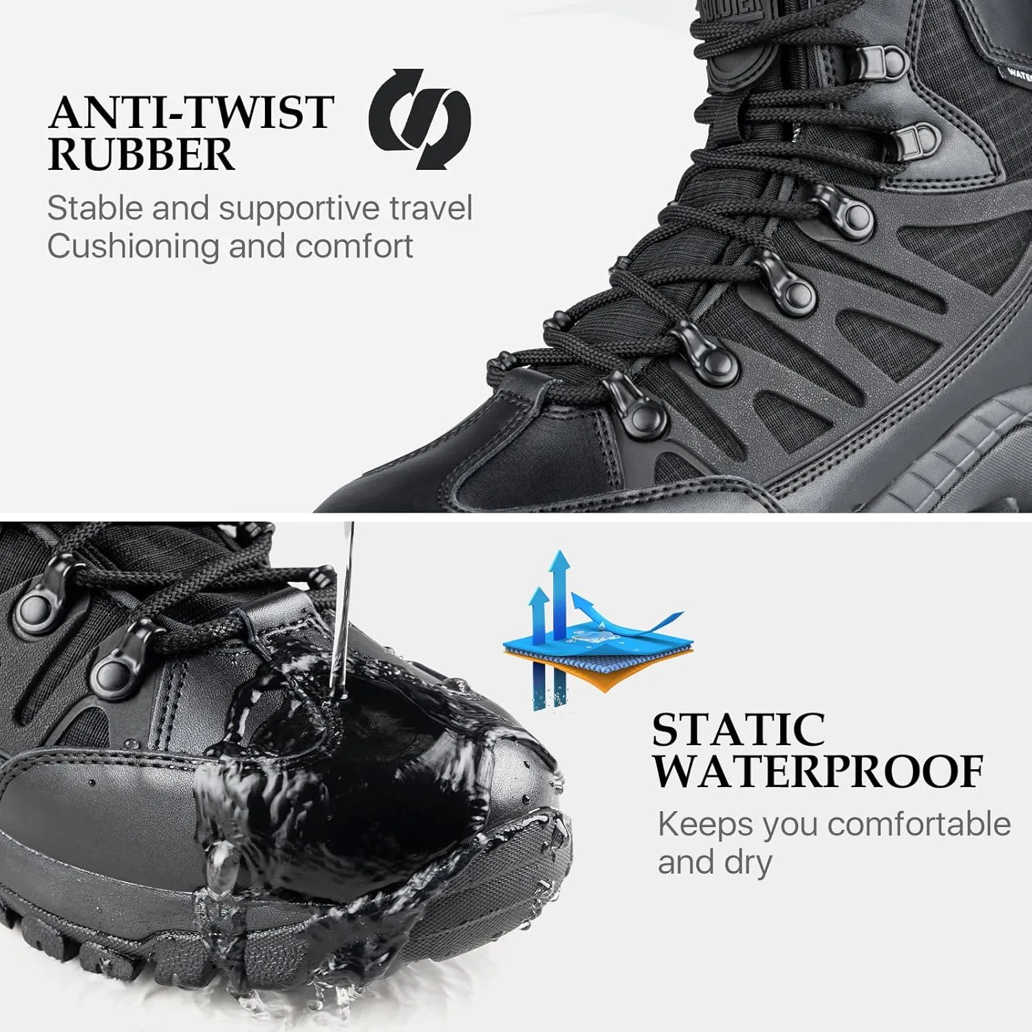 FREE SOLDIER Men's Waterproof Tactical Hiking Boots Military Work Boots Combat Boots
