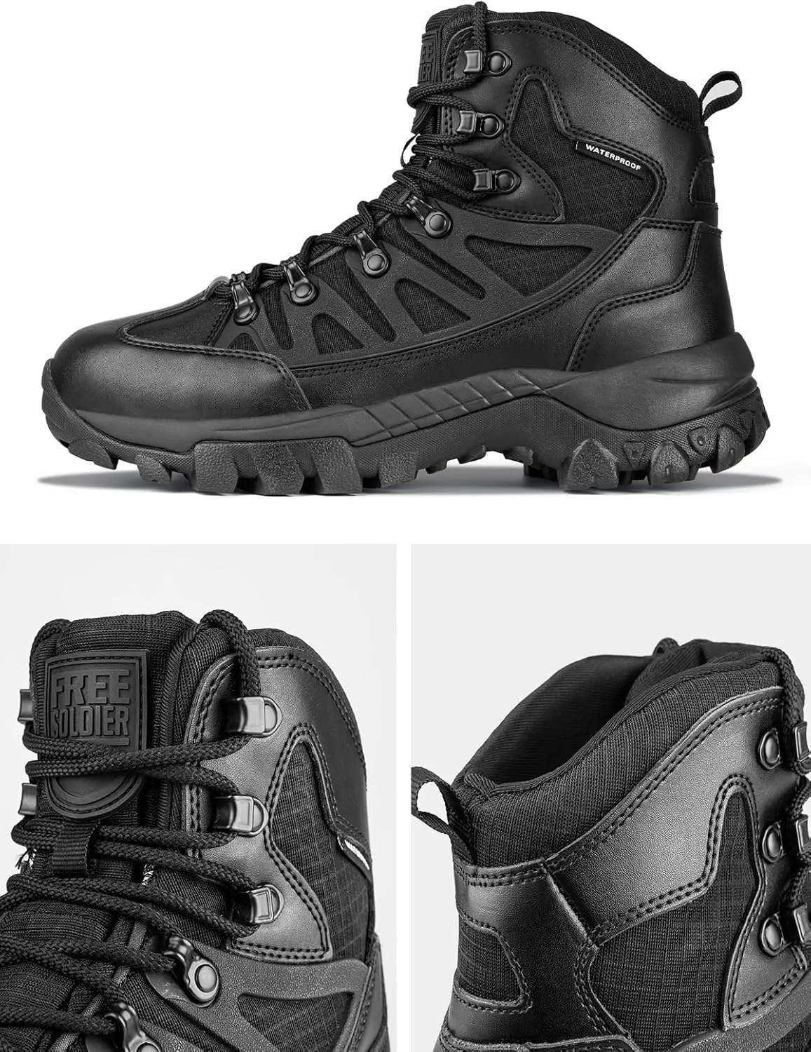 FREE SOLDIER Men's Waterproof Tactical Hiking Boots Military Work Boots Combat Boots