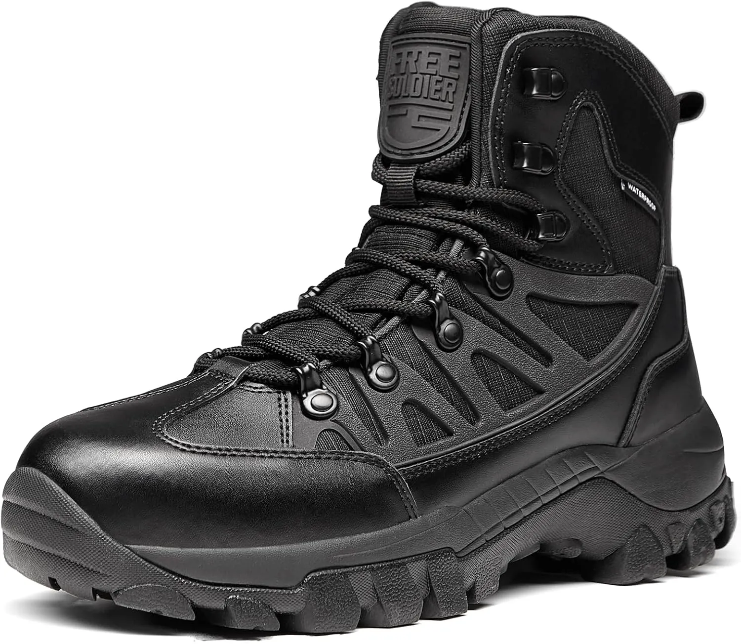 FREE SOLDIER Men's Waterproof Tactical Hiking Boots Military Work Boots Combat Boots(US Black 13)