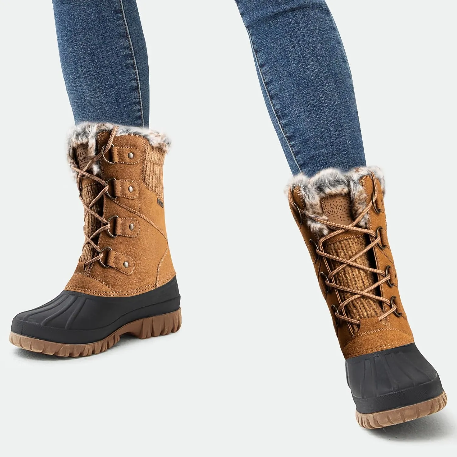 FREE SOLDIER Women's Waterproof Winter Cold Weather Snow Boots for Women Outdoor Fashion Duck Boots Comfortable Insulated
