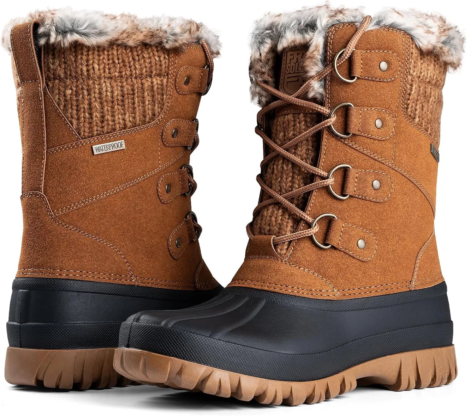 FREE SOLDIER Women's Waterproof Winter Cold Weather Snow Boots for Women Outdoor Fashion Duck Boots Comfortable Insulated