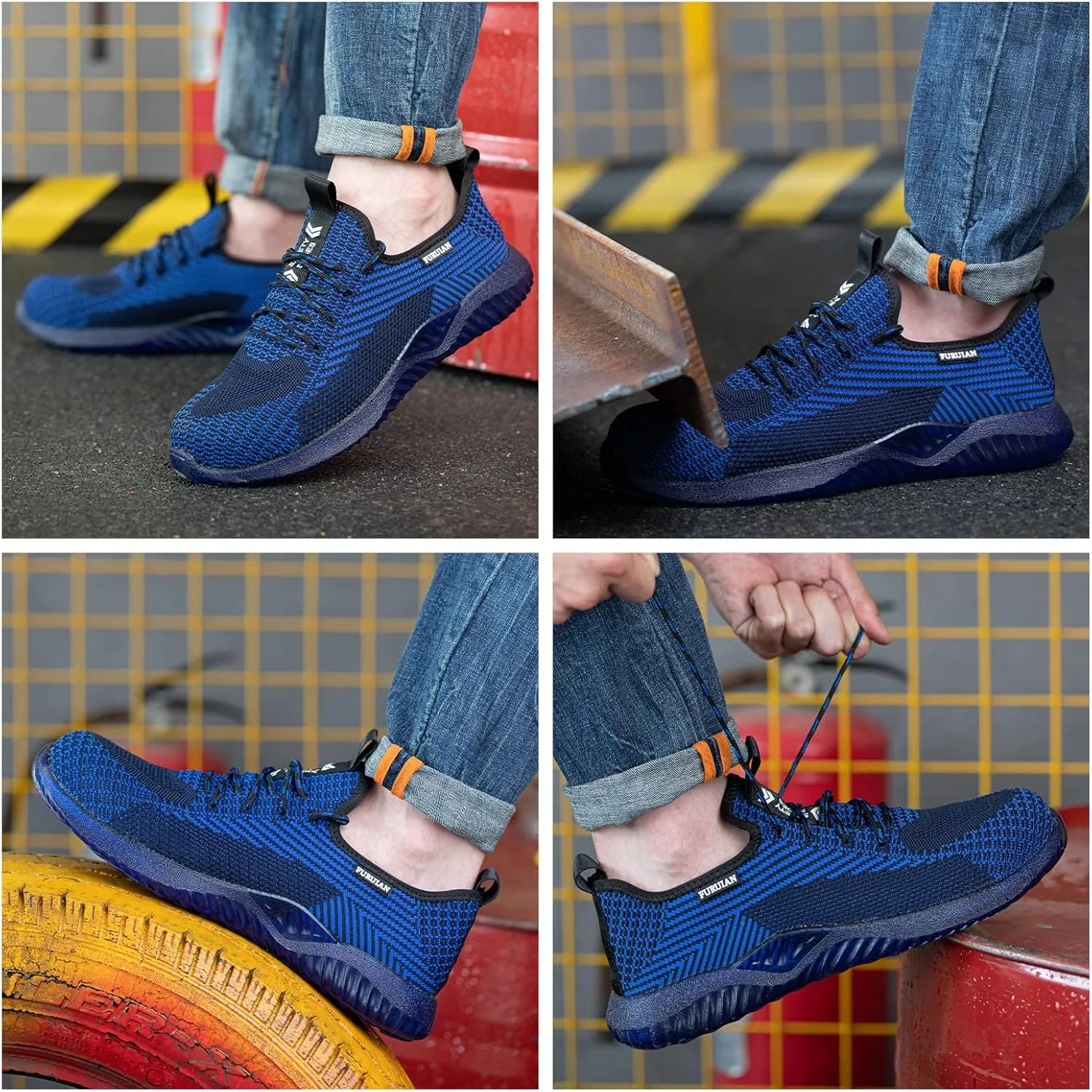 Furuian Steel Toe Shoes for Men Women Comfortable Non Slip Men's Safety Steel Toe Sneakers Industrial Warehouse Contstruction Work Shoes for Men