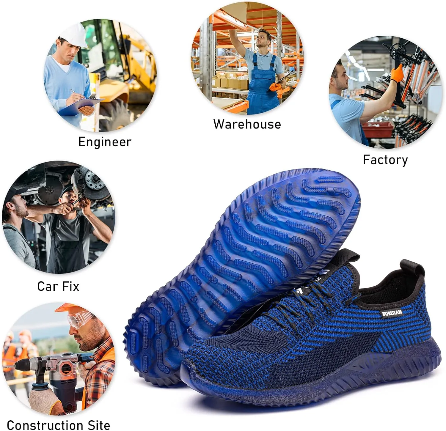 Furuian Steel Toe Shoes for Men Women Comfortable Non Slip Men's Safety Steel Toe Sneakers Industrial Warehouse Contstruction Work Shoes for Men