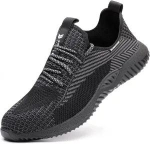 Furuian Steel Toe Shoes for Men Women Comfortable Non Slip Men's Safety Steel Toe Sneakers Industrial Warehouse Contstruction Work Shoes for Men
