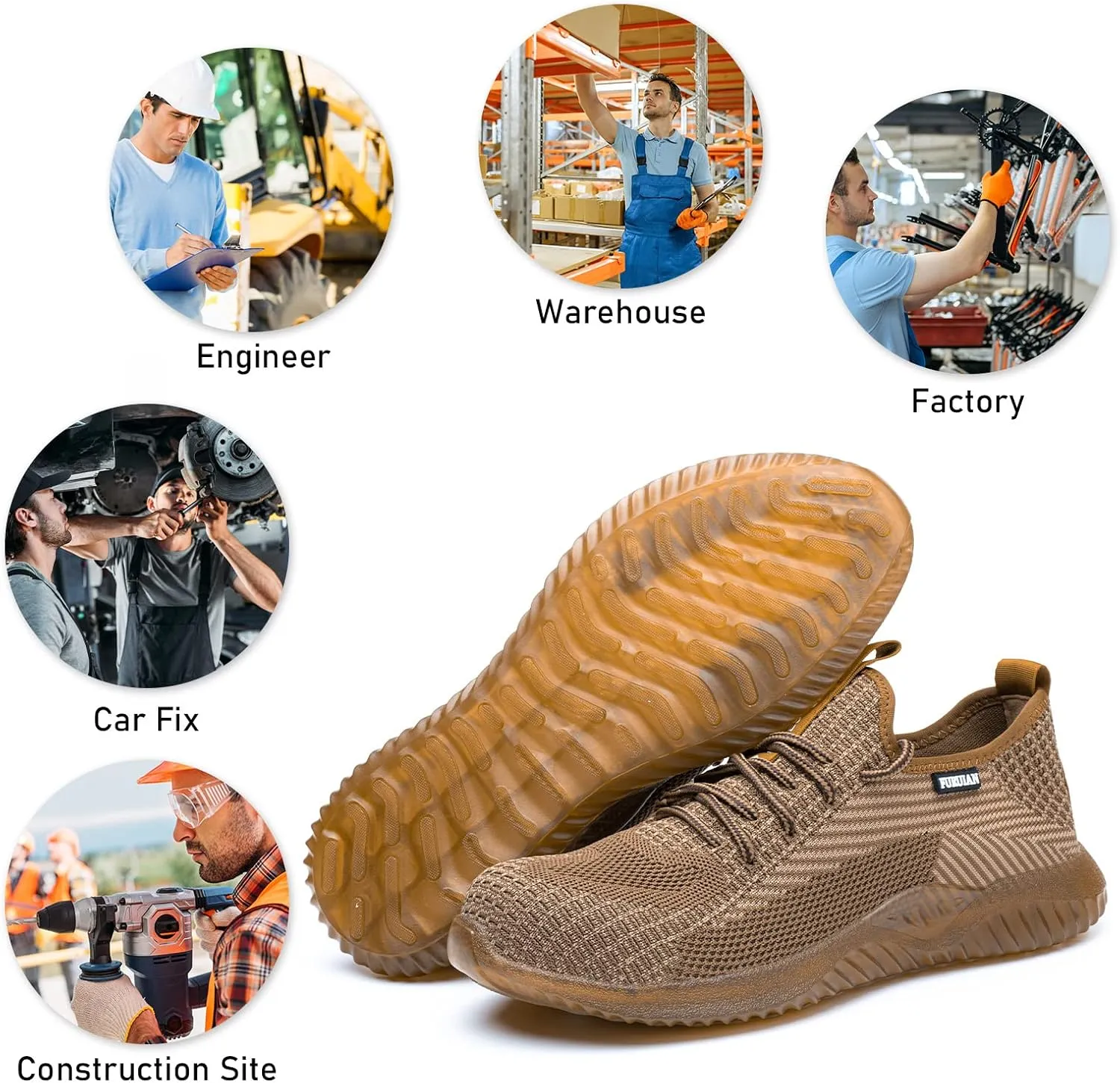 Furuian Steel Toe Shoes for Men Women Comfortable Non Slip Men's Safety Steel Toe Sneakers Industrial Warehouse Contstruction Work Shoes for Men
