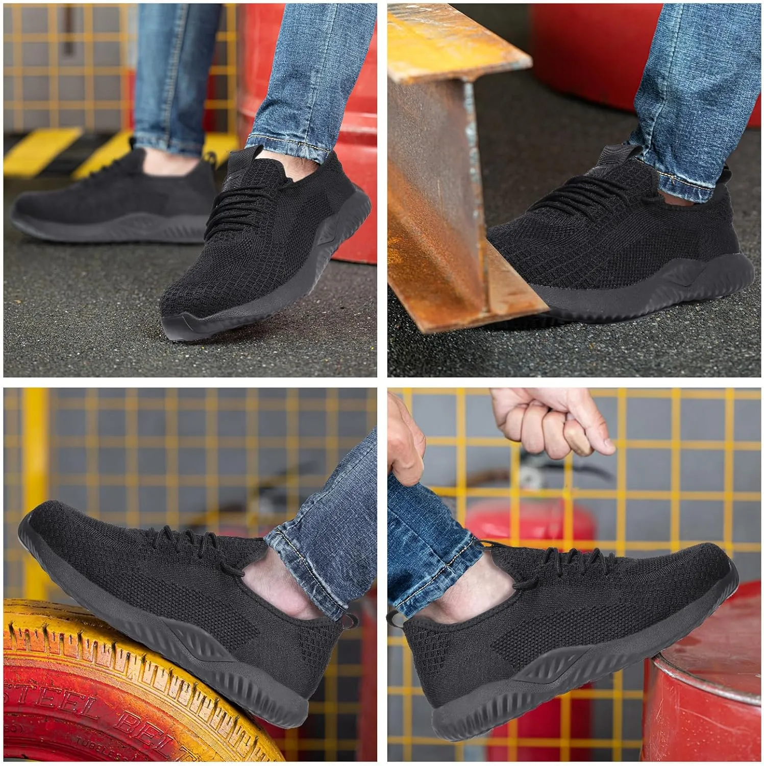 Furuian Steel Toe Shoes for Men Women Comfortable Non Slip Men's Safety Steel Toe Sneakers Industrial Warehouse Contstruction Work Shoes for Men