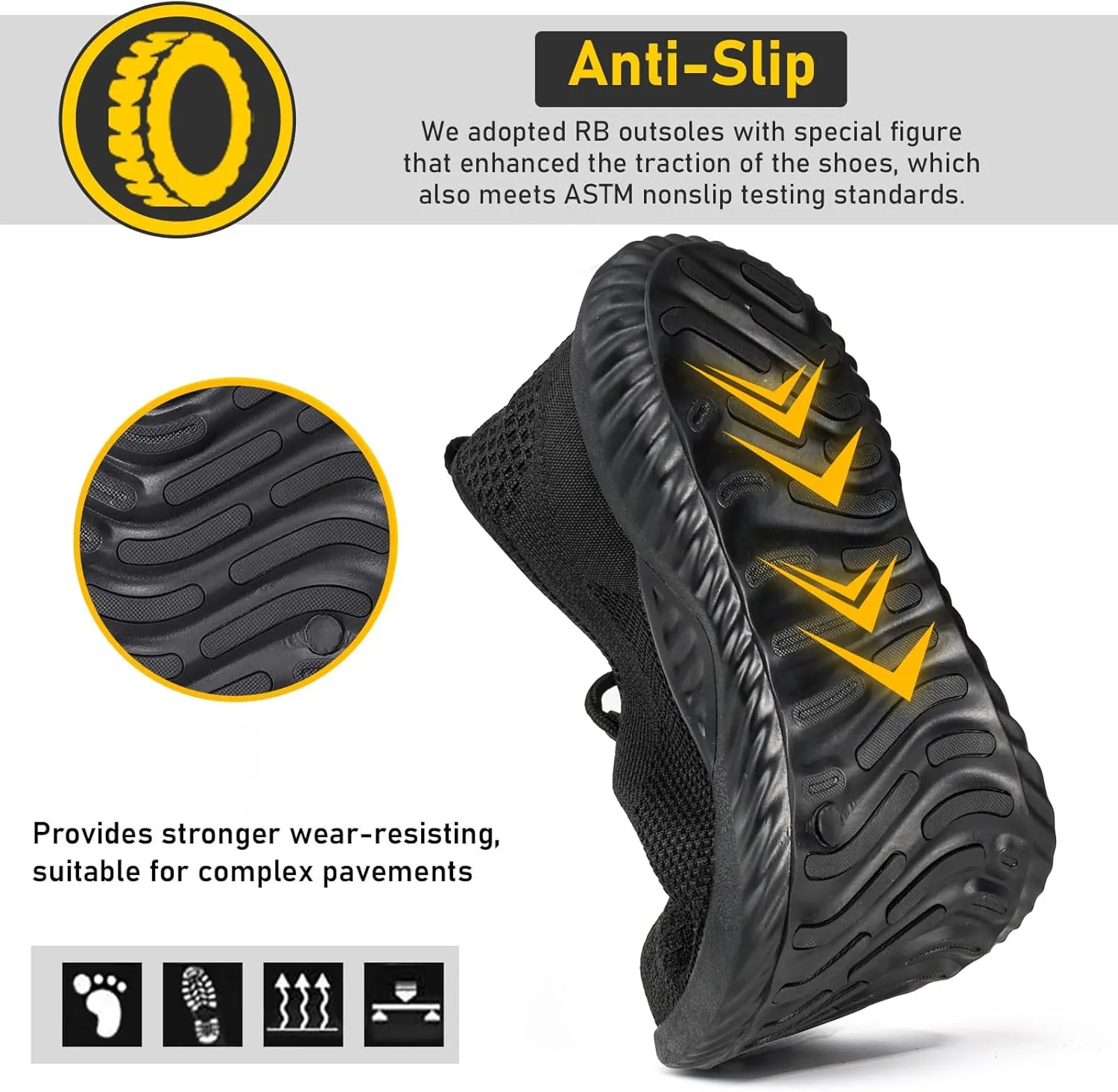 Furuian Steel Toe Shoes for Men Women Comfortable Non Slip Men's Safety Steel Toe Sneakers Industrial Warehouse Contstruction Work Shoes for Men