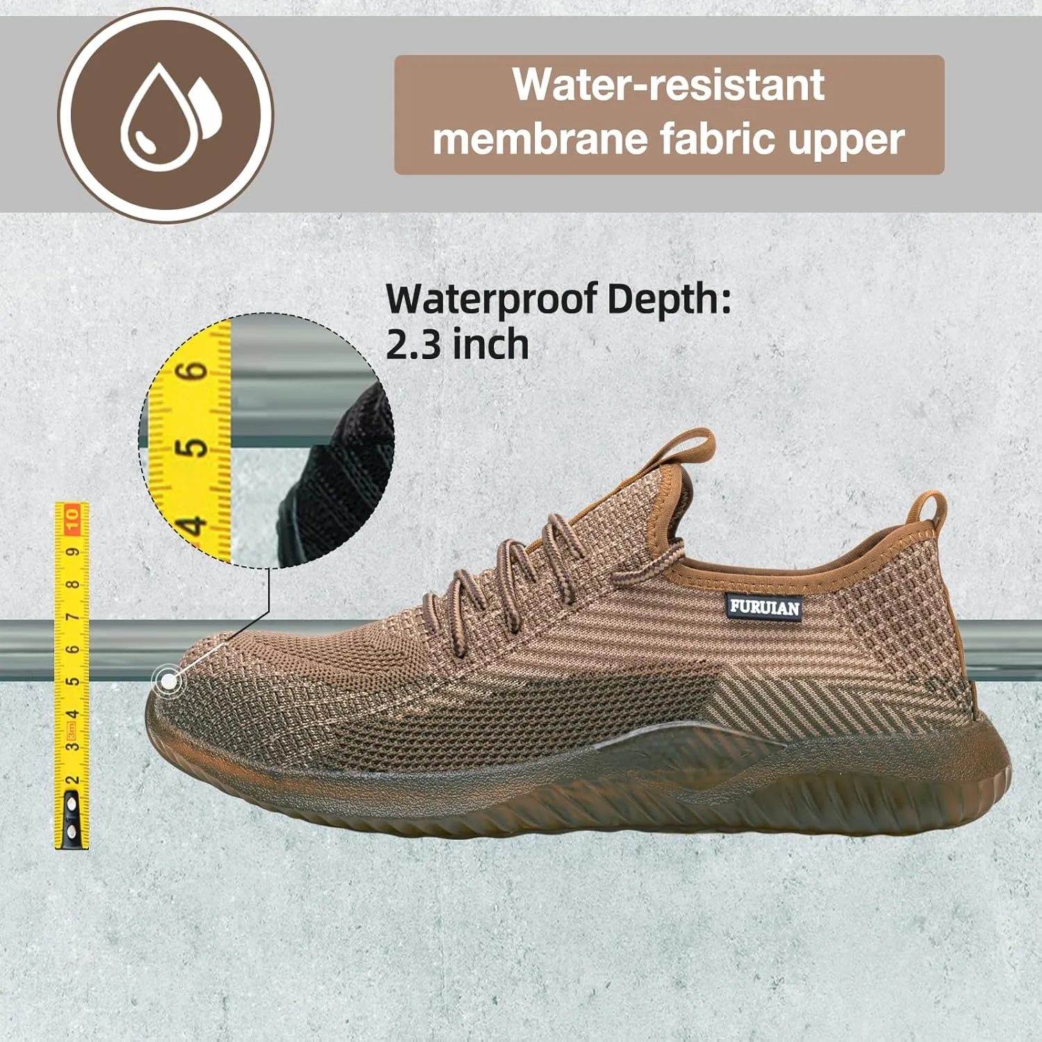 Furuian Waterproof Steel Toe Shoes for Men Comfortable Non Slip Safety Sneakers Warehouse Industry Contstruction Work Shoes for Men