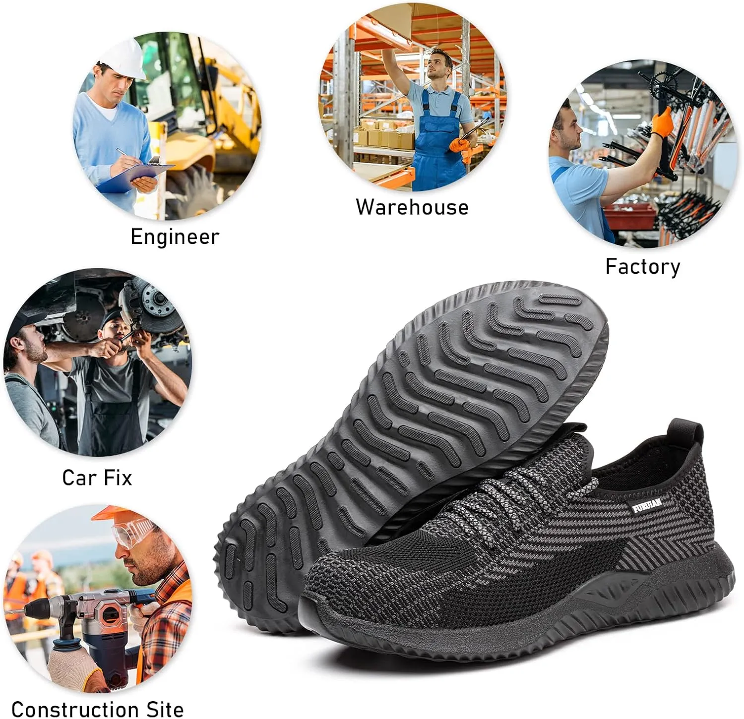 Furuian Waterproof Steel Toe Shoes for Men Comfortable Non Slip Safety Sneakers Warehouse Industry Contstruction Work Shoes for Men