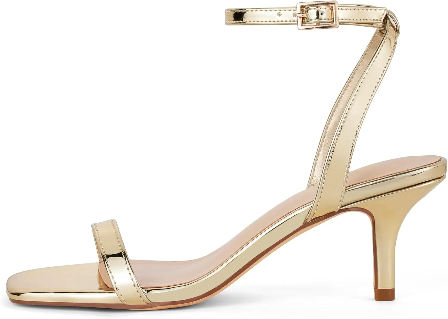 GENSHUO Women Stiletto Heeled Sandals Square Open Toe Ankle Strap Heels Sexy Strappy Dress High Heel Shoes