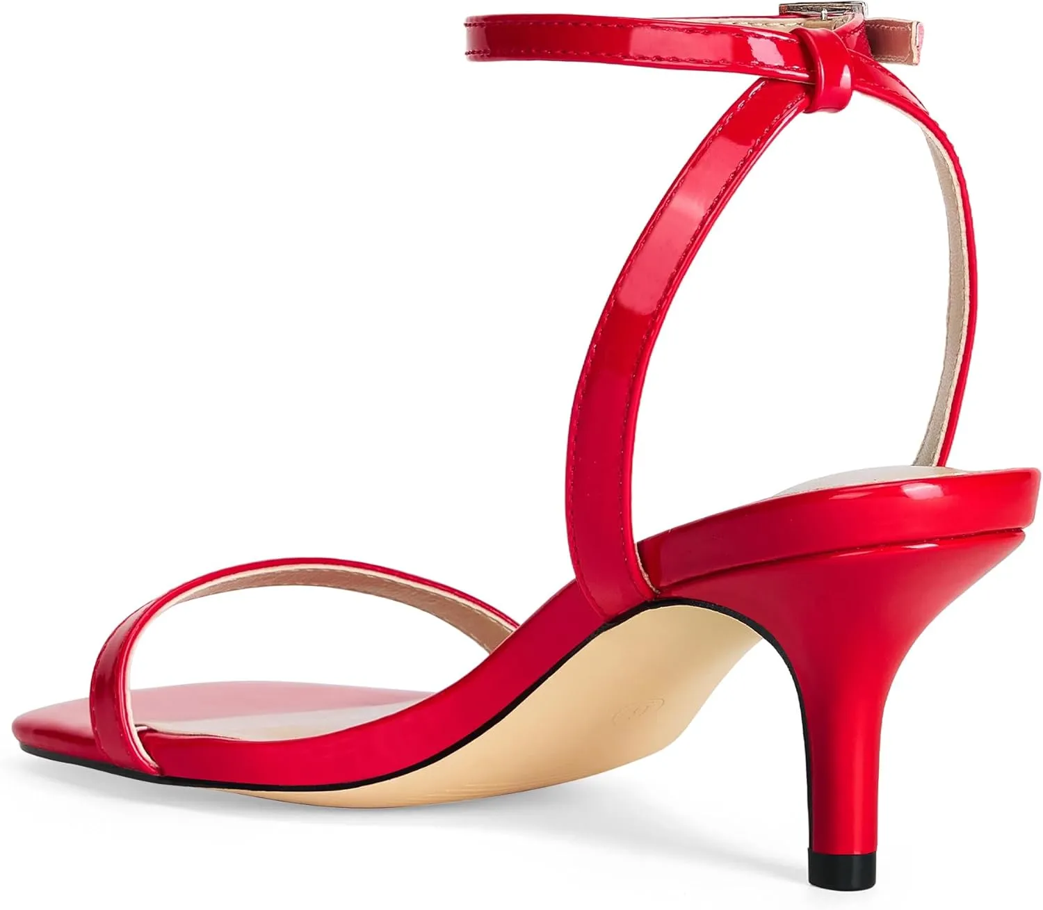 GENSHUO Women Stiletto Heeled Sandals Square Open Toe Ankle Strap Heels Sexy Strappy Dress High Heel Shoes