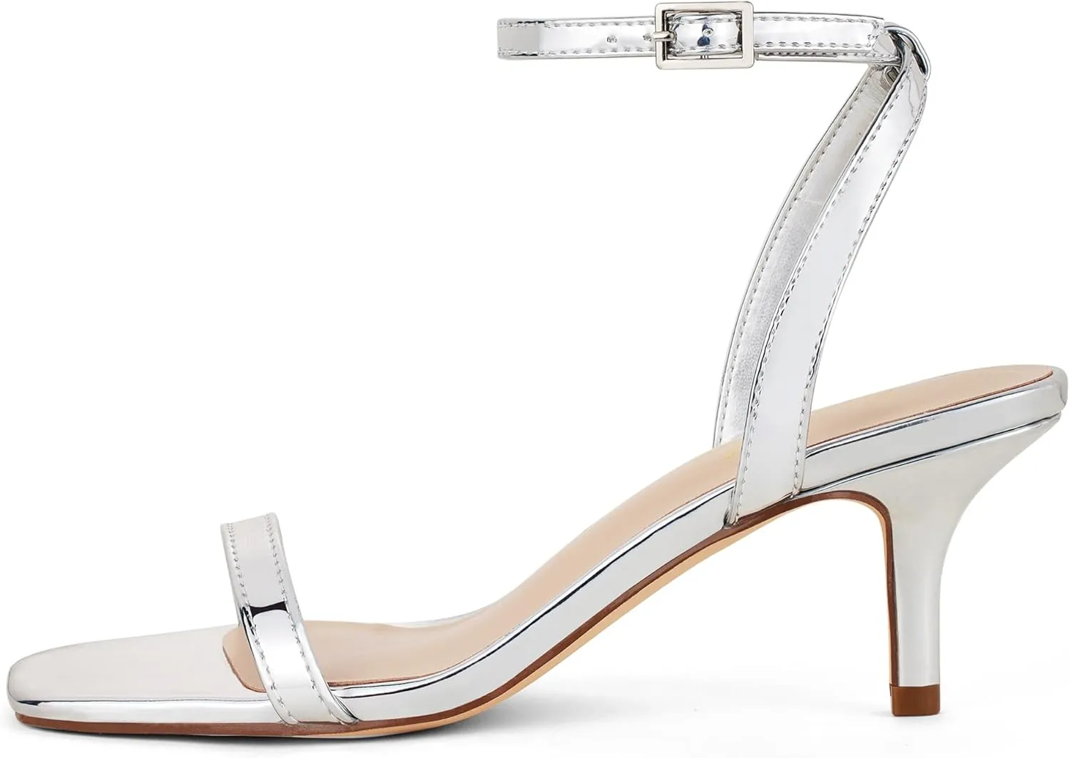GENSHUO Women Stiletto Heeled Sandals Square Open Toe Ankle Strap Heels Sexy Strappy Dress High Heel Shoes