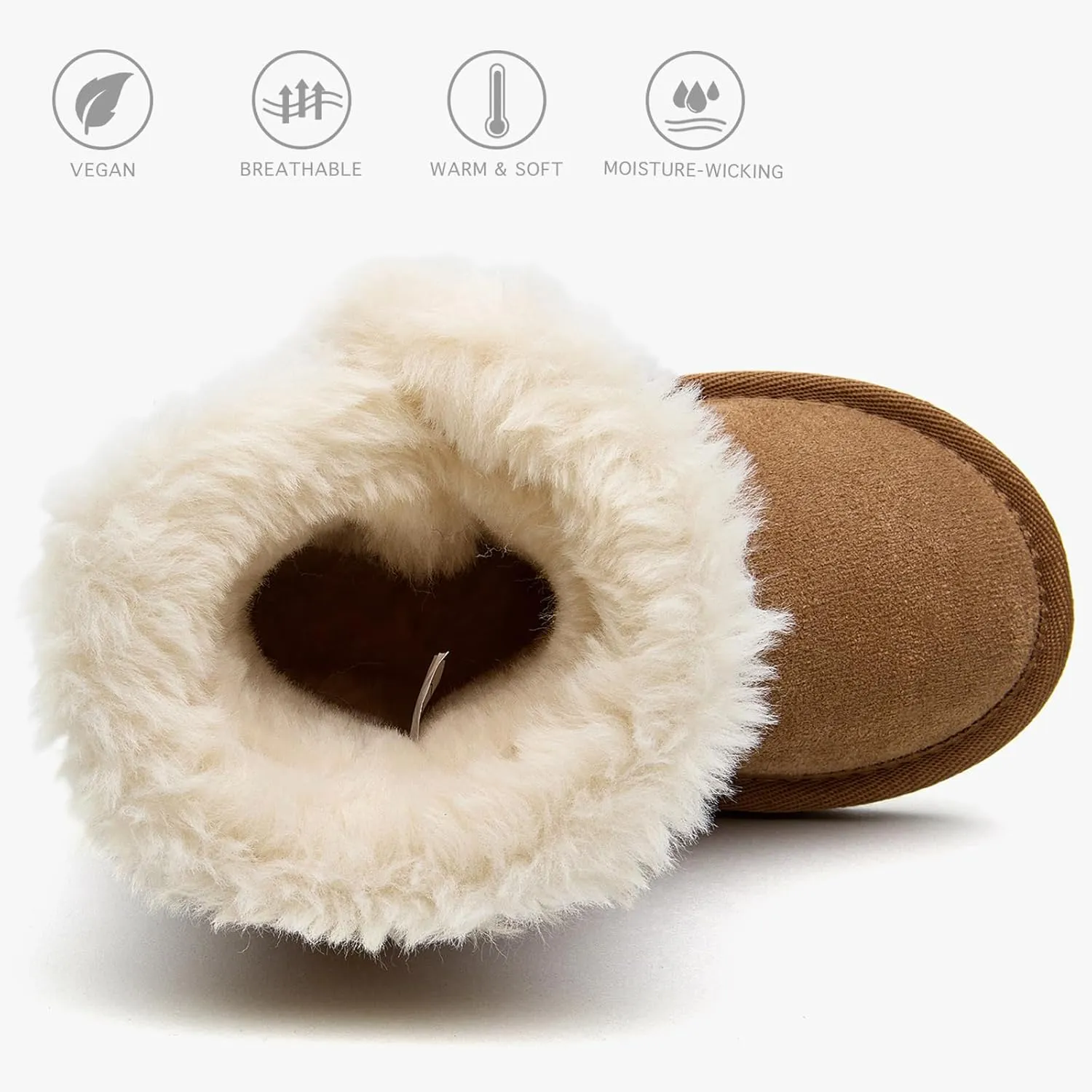 Girls Winter Cold Weather Wood Button Warm Shearling Lightweight Comfort Boots