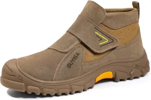 GLANOUDUN Welding Boots for Men Slip on Work Boots for Men Steel Toe Boot Comfortable Welder Boot Construction Safety Footwear Indestructible Men's Steel Toe Shoes
