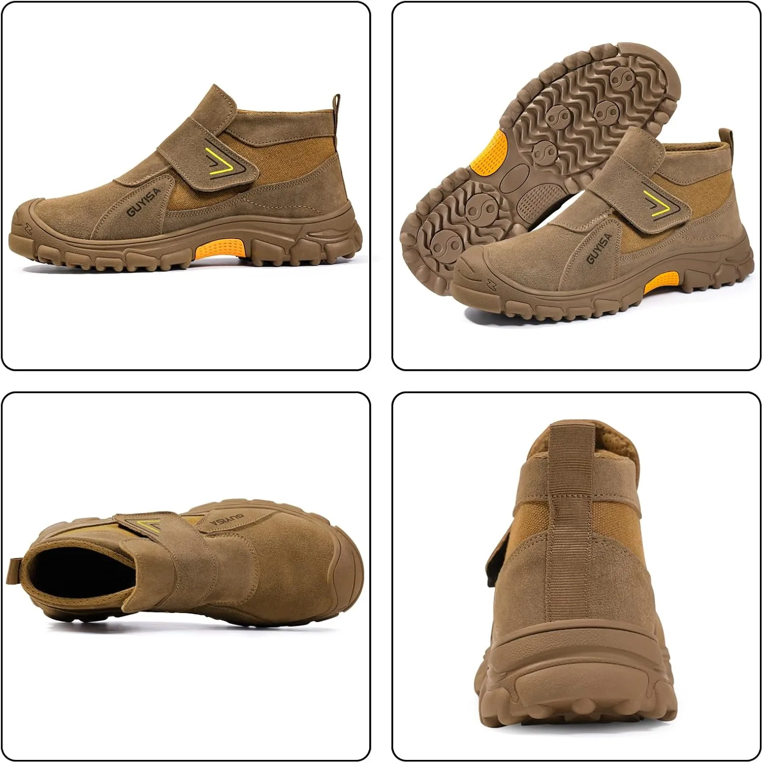 GLANOUDUN Welding Boots for Men Slip on Work Boots for Men Steel Toe Boot Comfortable Welder Boot Construction Safety Footwear Indestructible Men's Steel Toe Shoes
