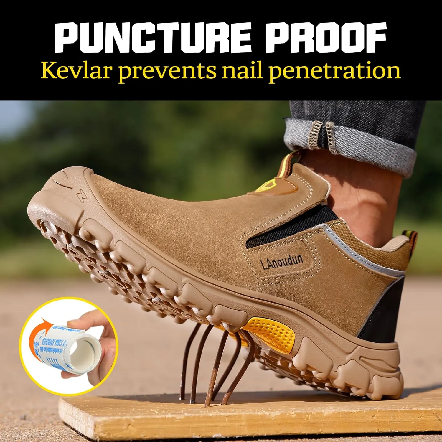 GLANOUDUN Welding Boots for Men Slip on Work Boots for Men Steel Toe Boot Comfortable Welder Boot Construction Safety Footwear Indestructible Men's Steel Toe Shoes