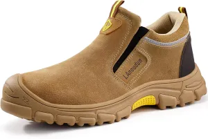 GLANOUDUN Welding Boots for Men Slip on Work Boots for Men Steel Toe Boot Comfortable Welder Boot Construction Safety Footwear Indestructible Men's Steel Toe Shoes