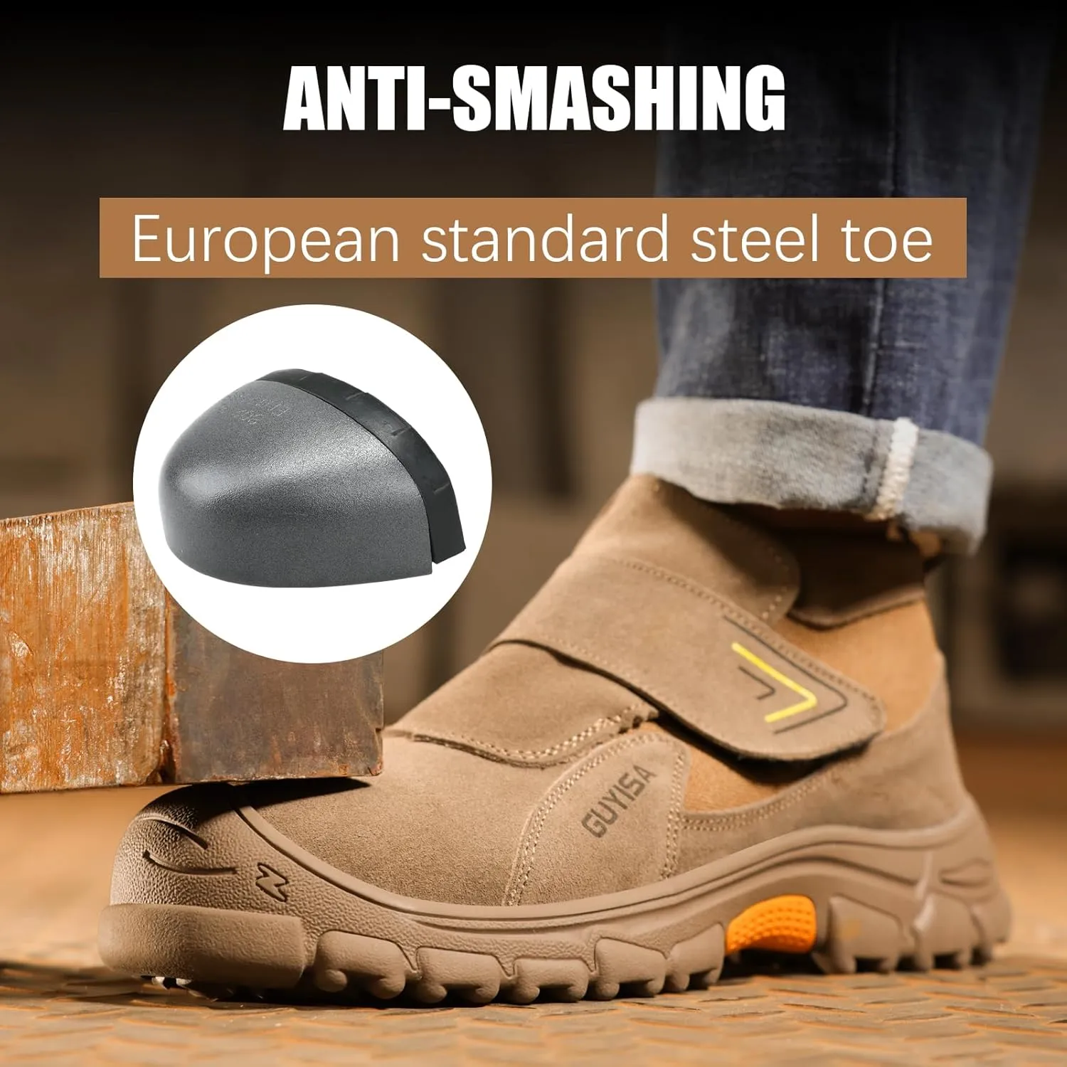 GLANOUDUN Welding Boots for Men Slip on Work Boots for Men Steel Toe Boot Comfortable Welder Boot Construction Safety Footwear Indestructible Men's Steel Toe Shoes