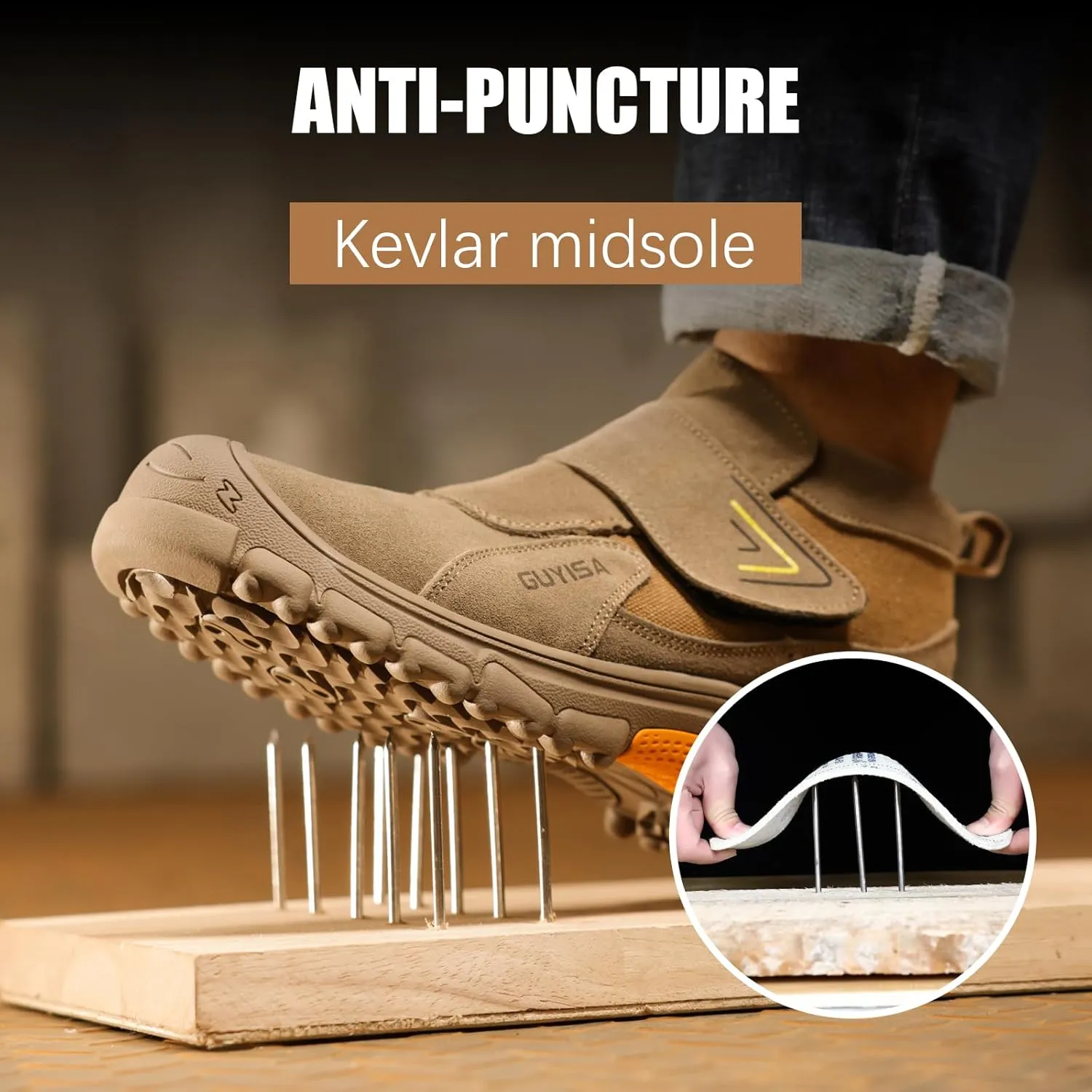 GLANOUDUN Welding Boots for Men Slip on Work Boots for Men Steel Toe Boot Comfortable Welder Boot Construction Safety Footwear Indestructible Men's Steel Toe Shoes