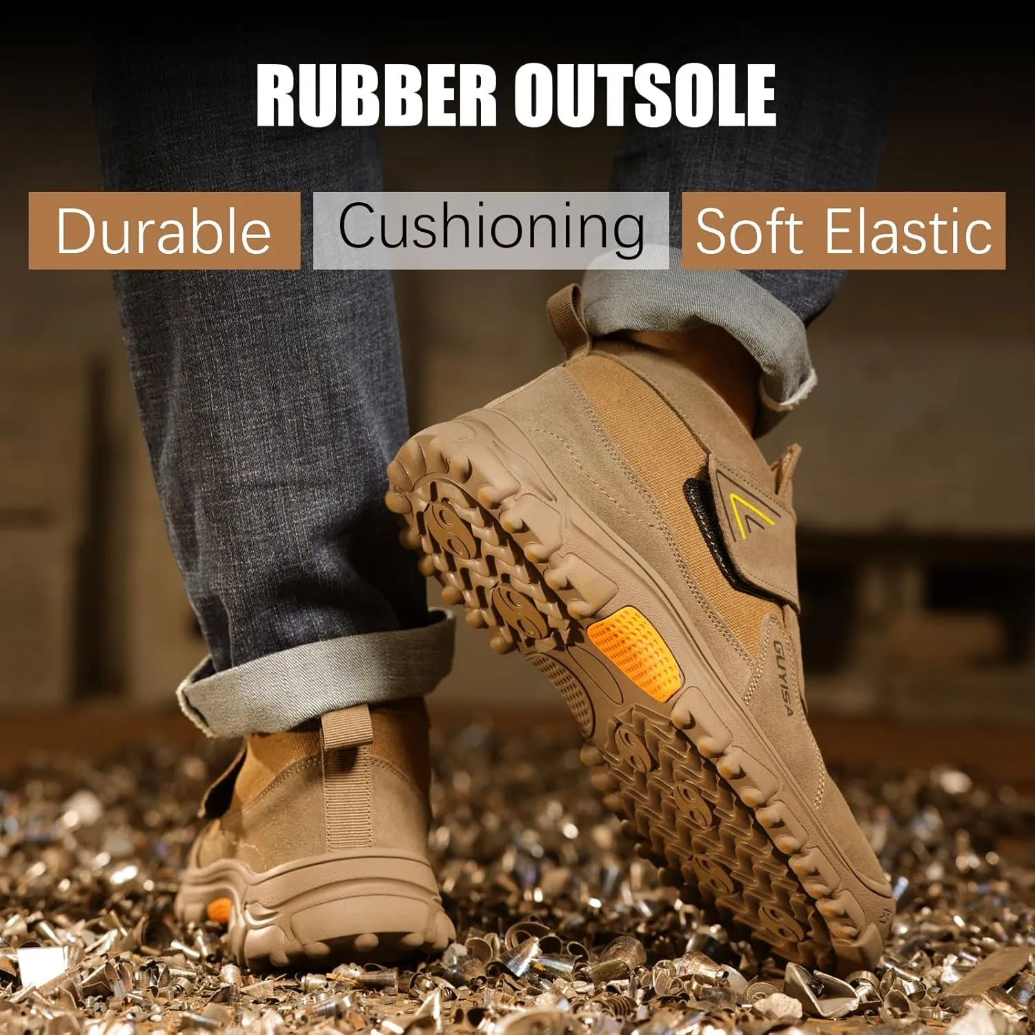 GLANOUDUN Welding Boots for Men Slip on Work Boots for Men Steel Toe Boot Comfortable Welder Boot Construction Safety Footwear Indestructible Men's Steel Toe Shoes