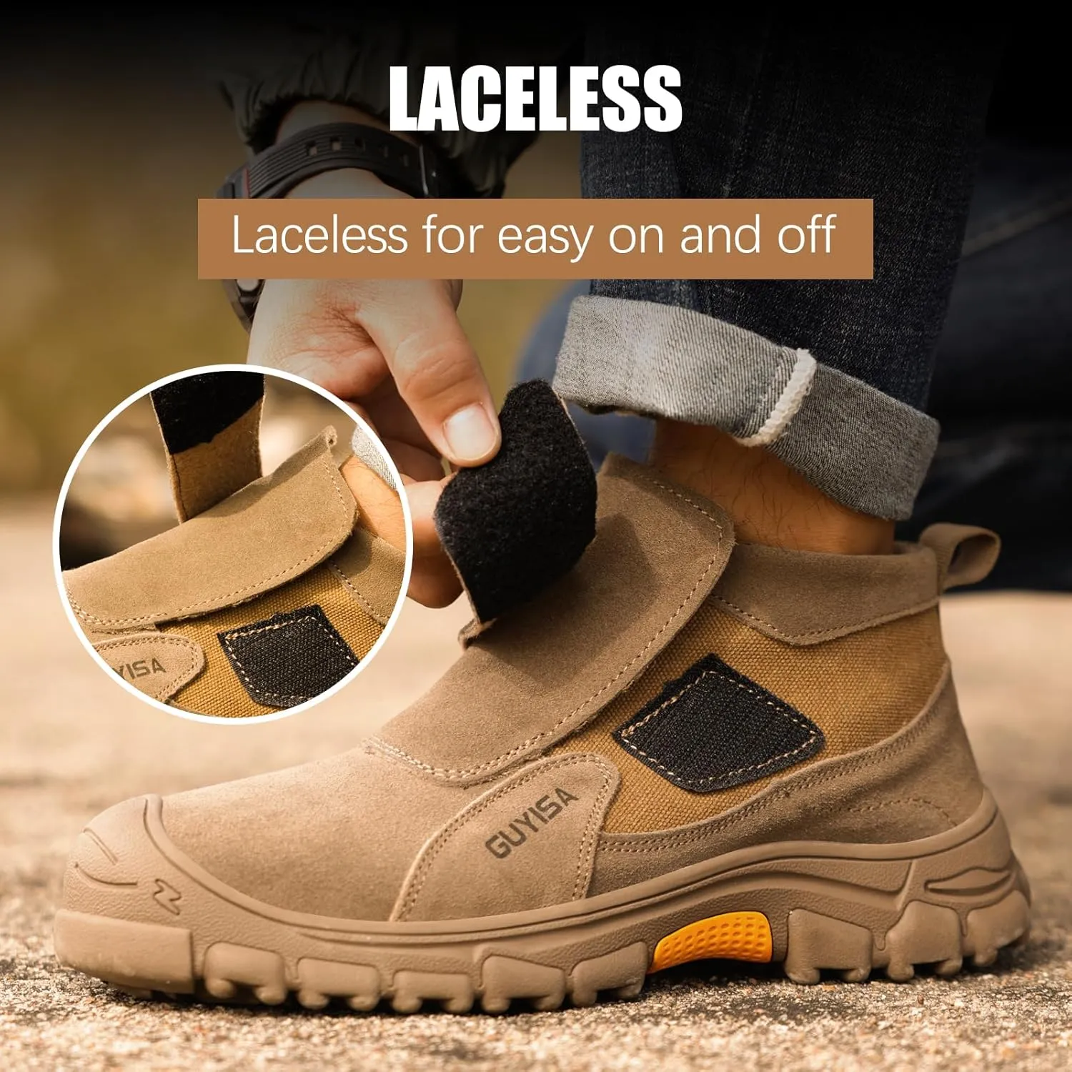 GLANOUDUN Welding Boots for Men Slip on Work Boots for Men Steel Toe Boot Comfortable Welder Boot Construction Safety Footwear Indestructible Men's Steel Toe Shoes