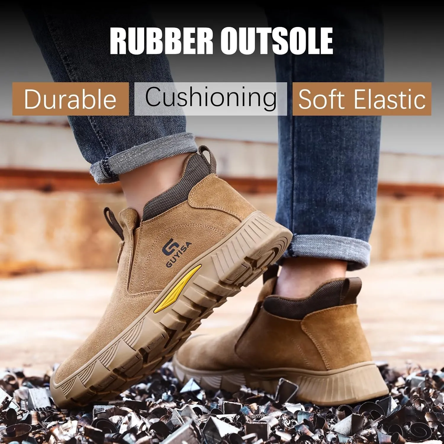 GLANOUDUN Welding Work Boots for Men Slip on Steel Toe Shoes for Men Indestructible Steel Toe Boots Welder Men's Working Shoes Fireproof Safety Footwear for Construction Men's Work & Safety Footwear