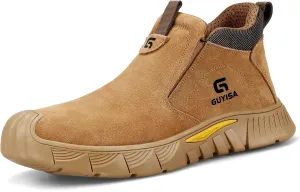 GLANOUDUN Welding Work Boots for Men Slip on Steel Toe Shoes for Men Indestructible Steel Toe Boots Welder Men's Working Shoes Fireproof Safety Footwear for Construction Men's Work & Safety Footwear